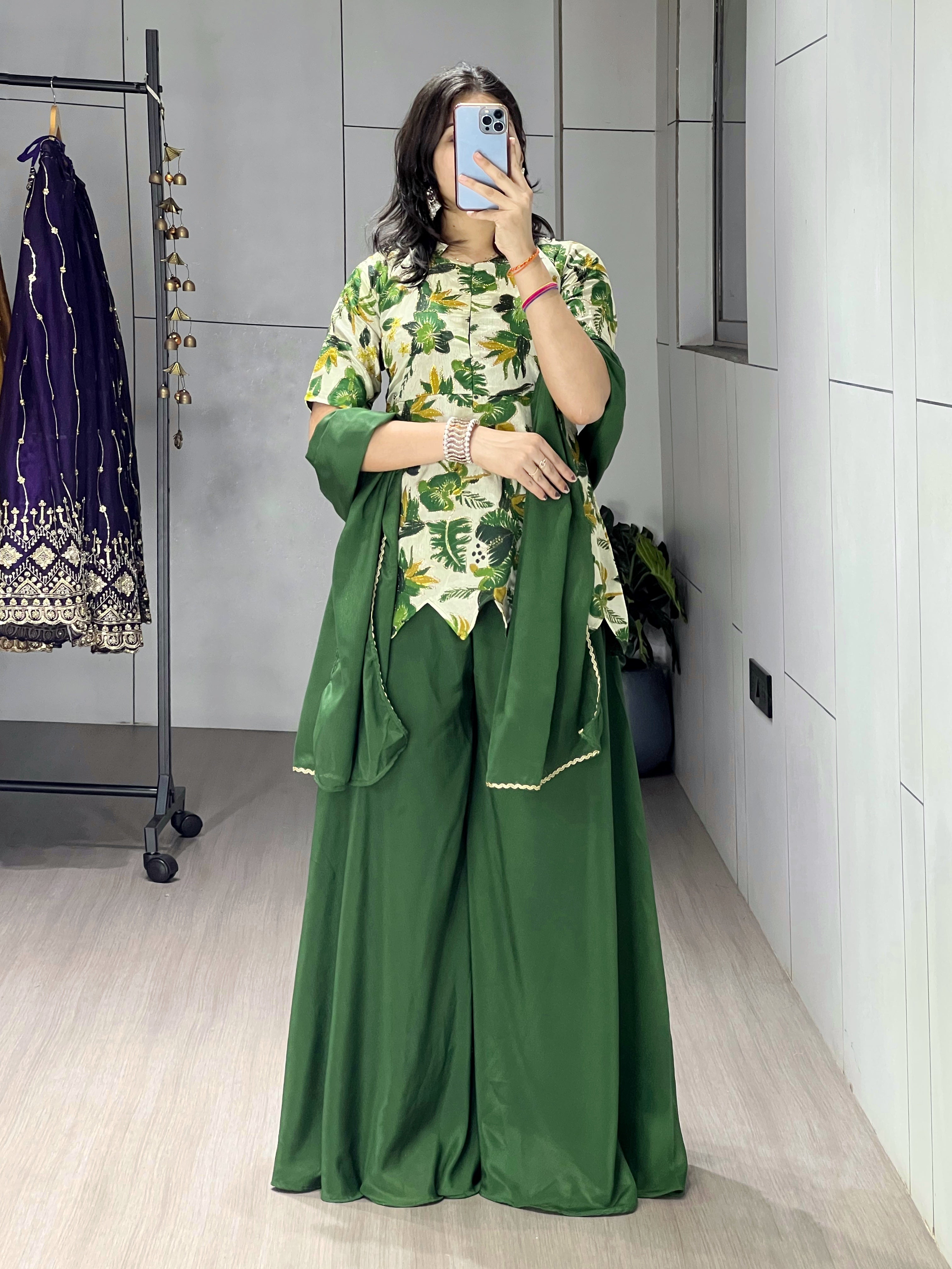 Letest Fancy Top-Plazo With Dupatta Sets