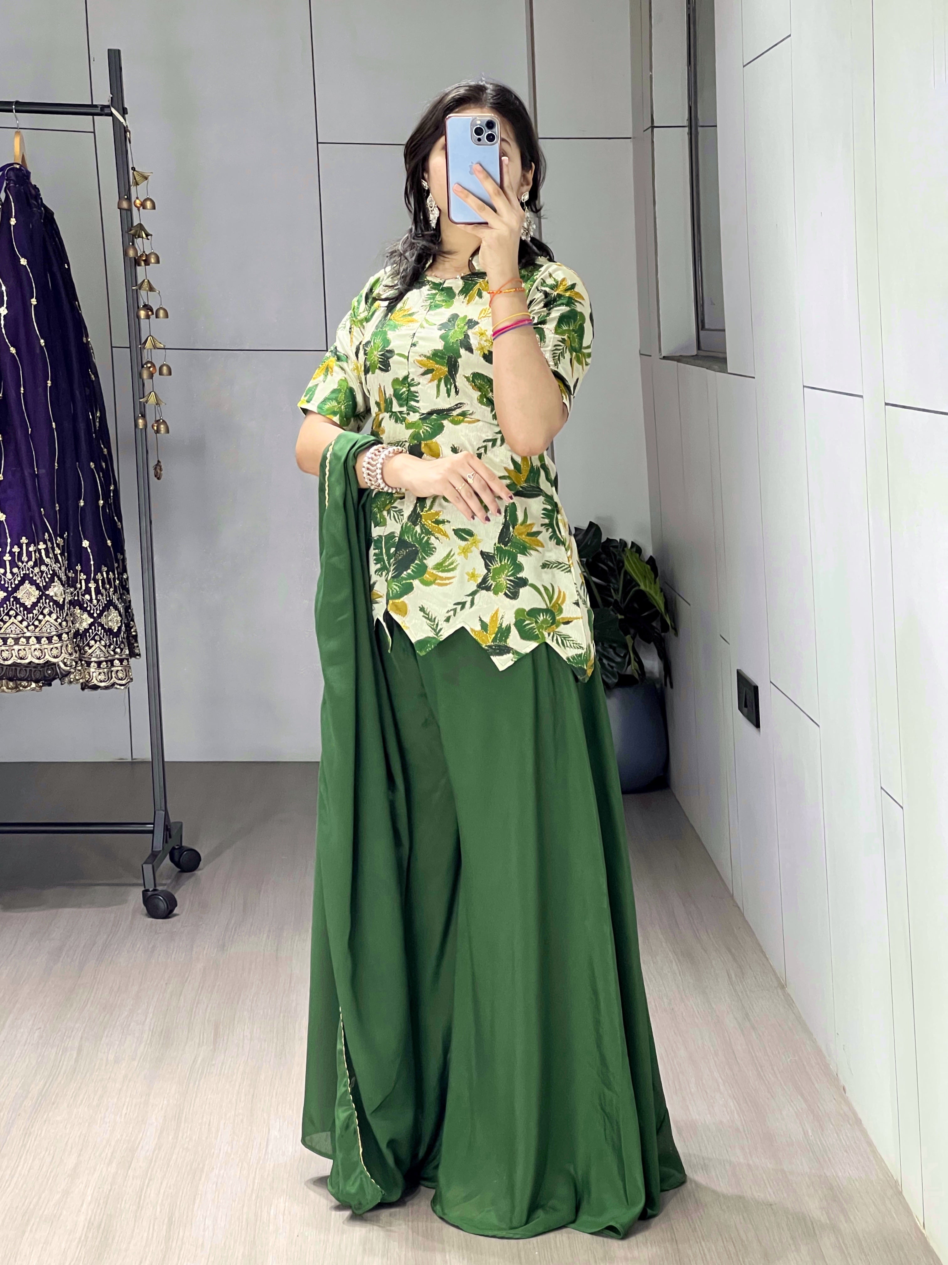 Letest Fancy Top-Plazo With Dupatta Sets