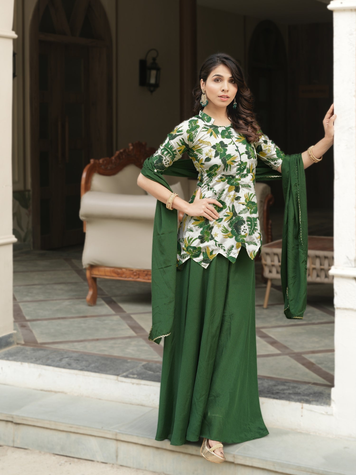 Letest Fancy Top-Plazo With Dupatta Sets