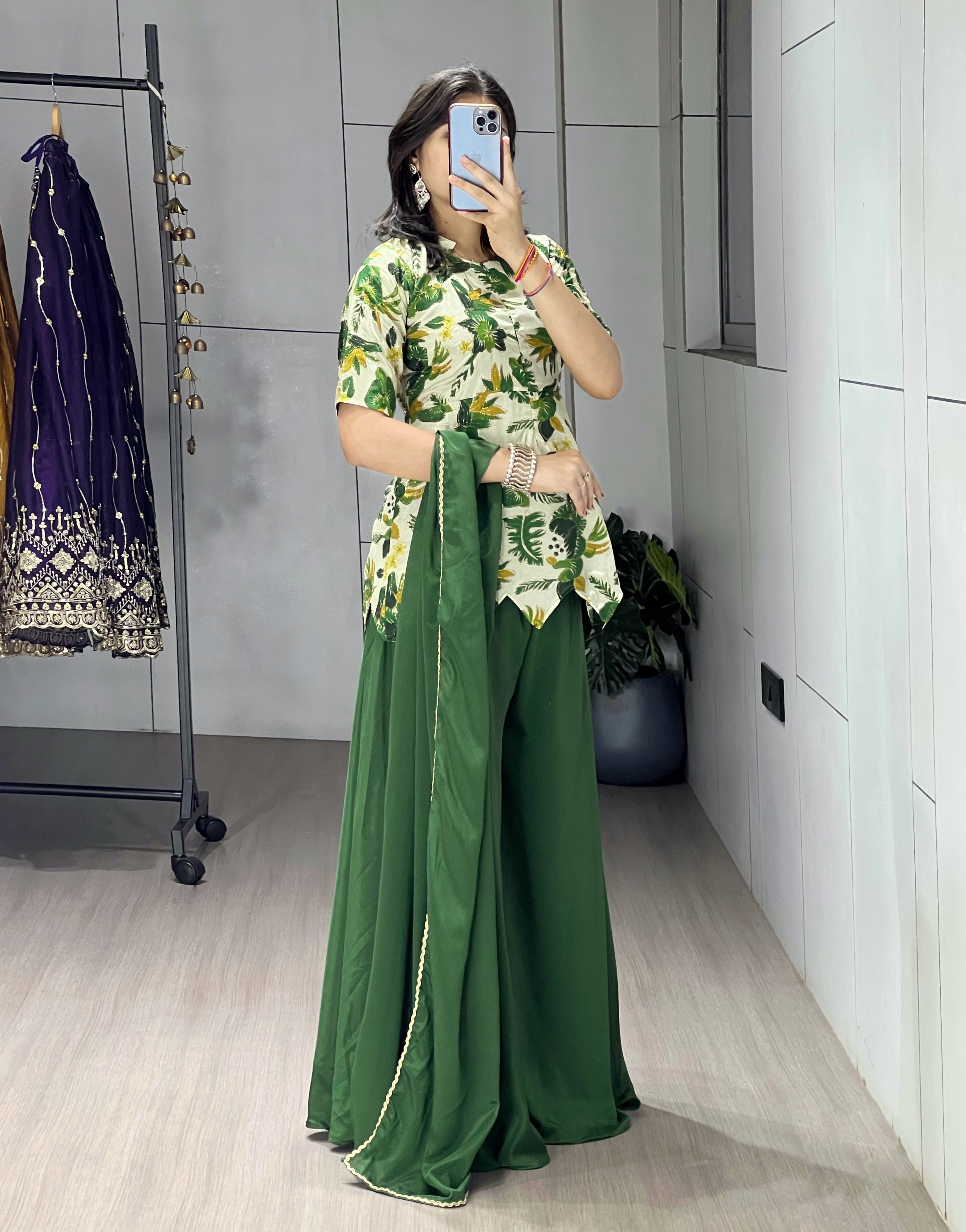 Letest Fancy Top-Plazo With Dupatta Sets