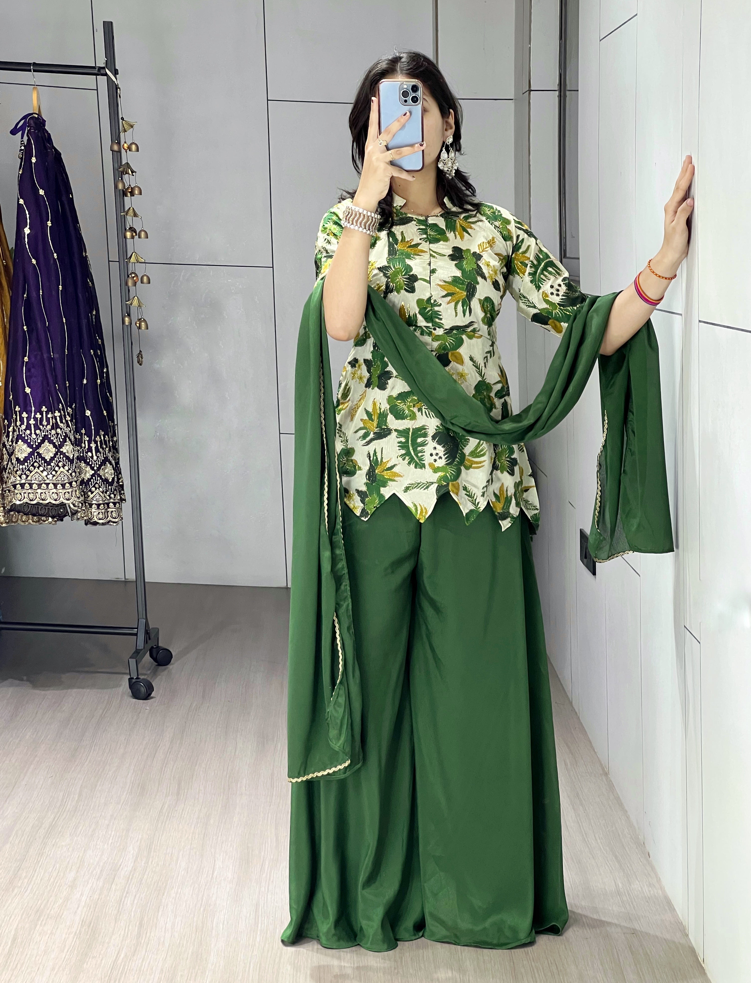 Letest Fancy Top-Plazo With Dupatta Sets