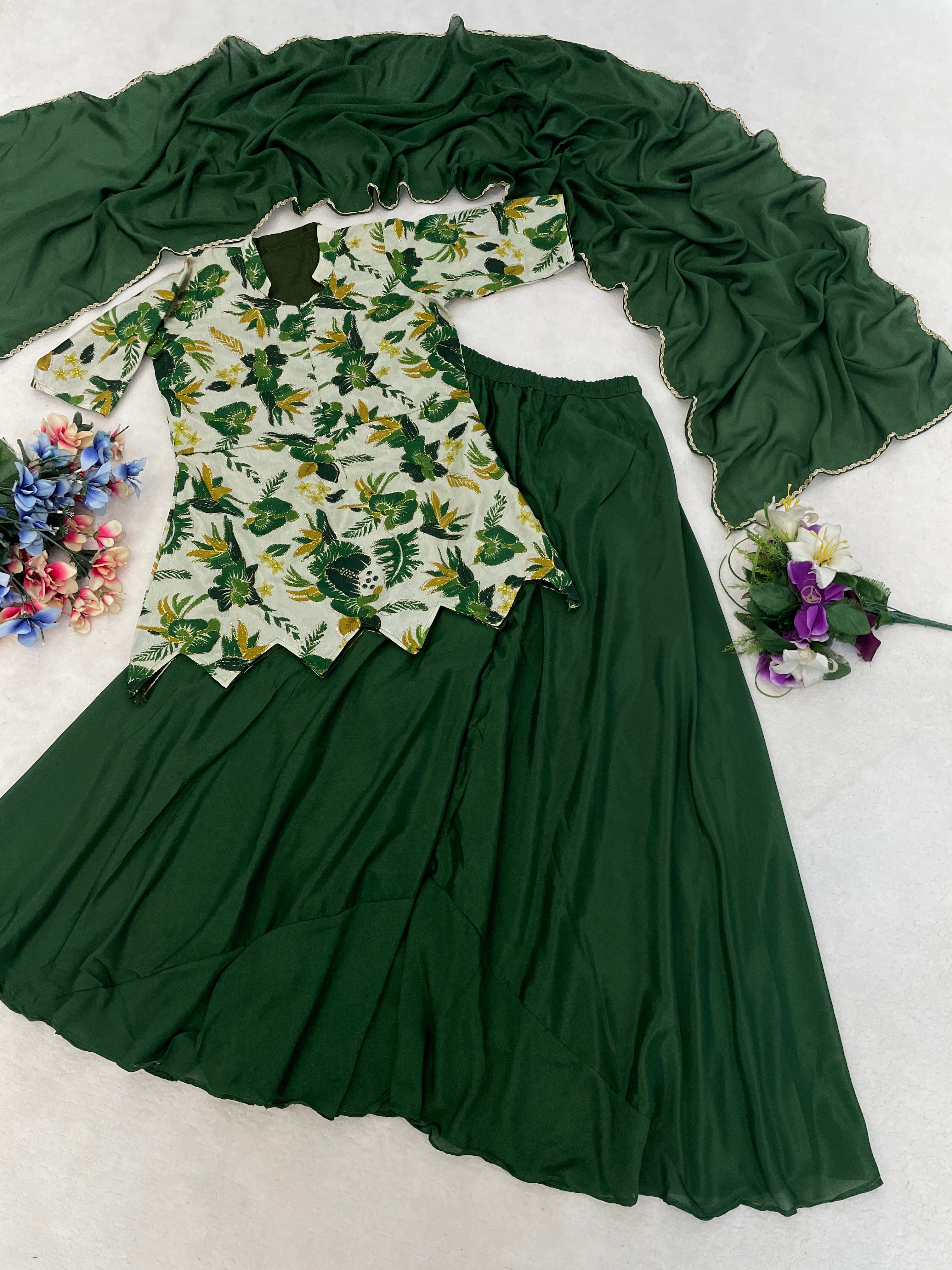 Letest Fancy Top-Plazo With Dupatta Sets