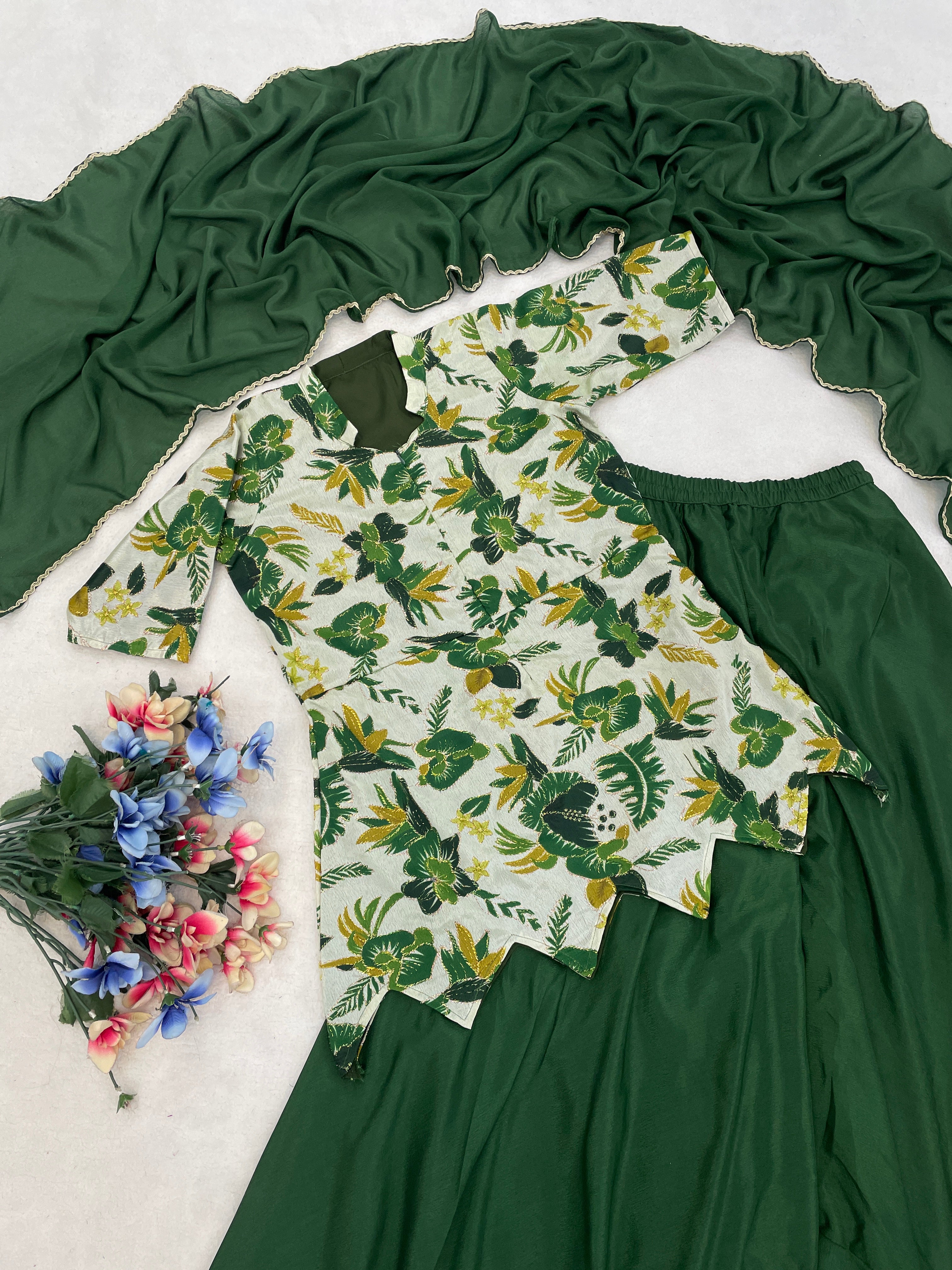 Letest Fancy Top-Plazo With Dupatta Sets