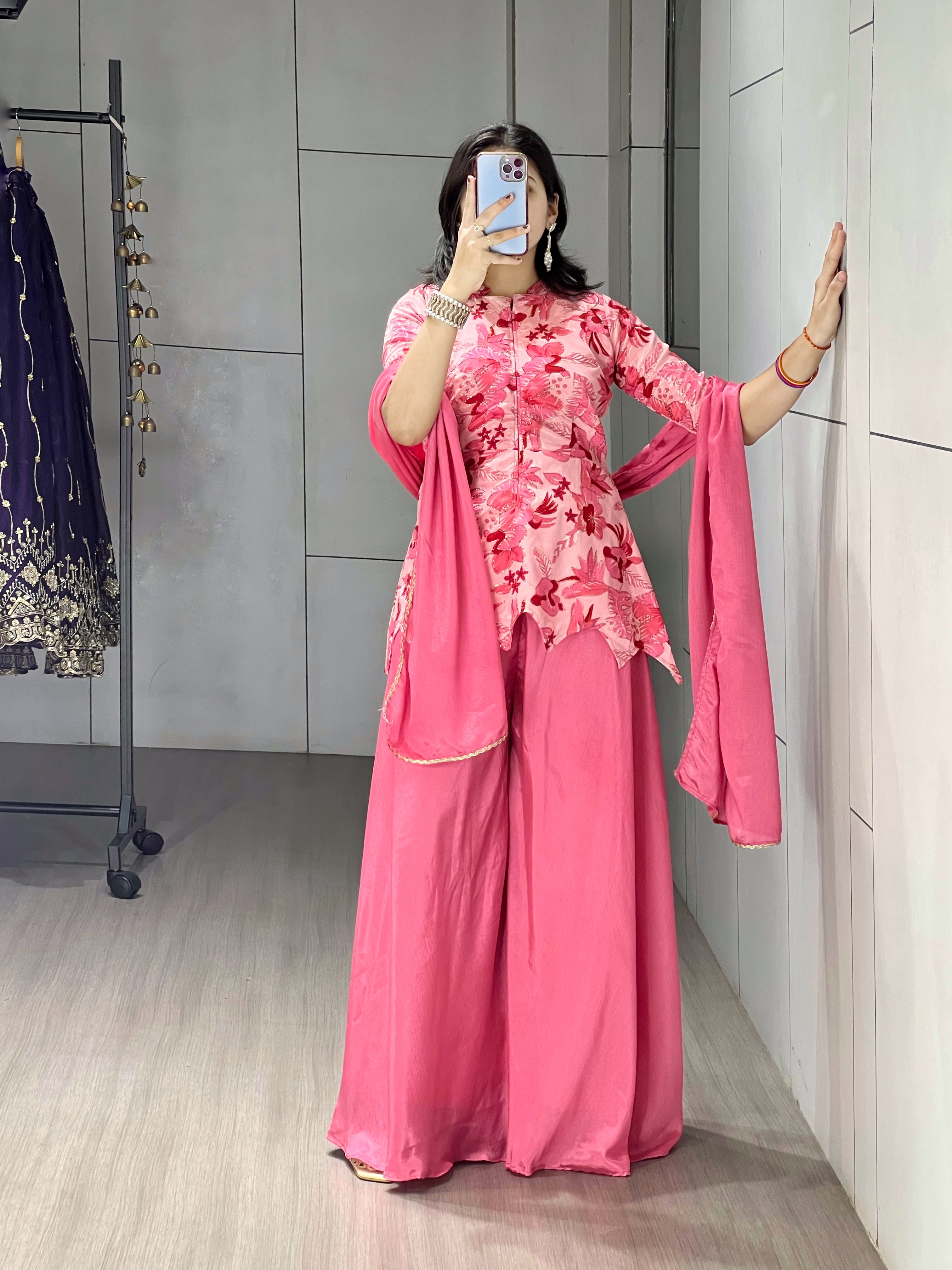 Letest Fancy Top-Plazo With Dupatta Sets