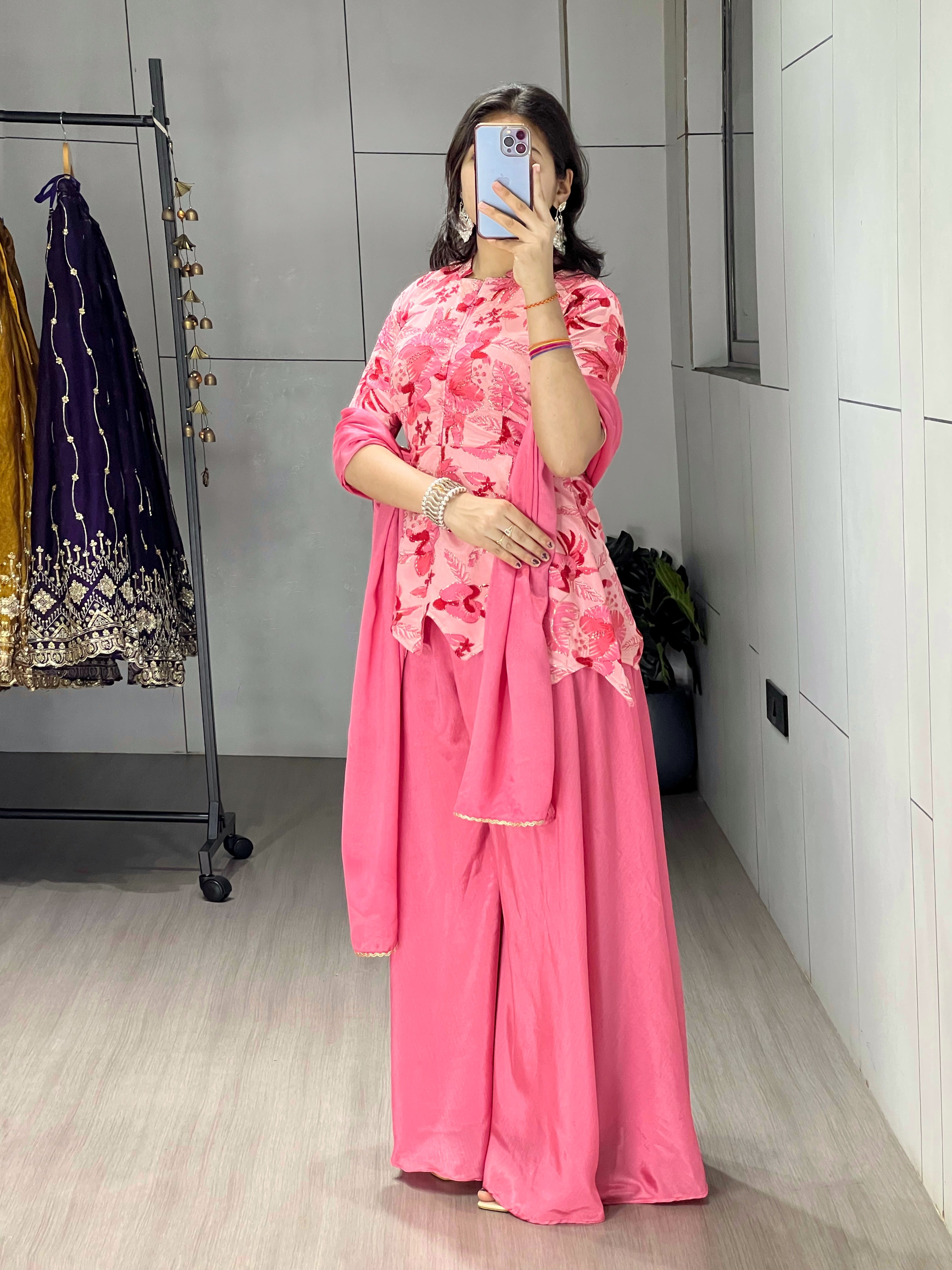 Letest Fancy Top-Plazo With Dupatta Sets