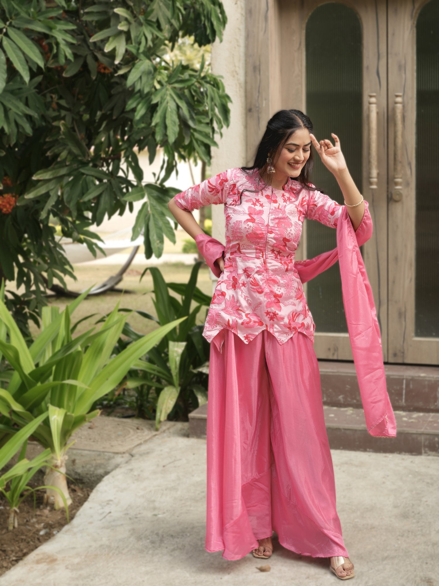 Letest Fancy Top-Plazo With Dupatta Sets