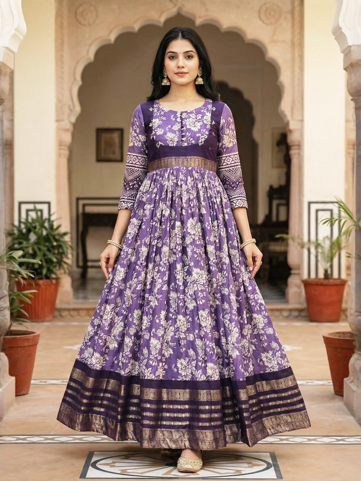 Latest Trendy Floral Printed Gowns