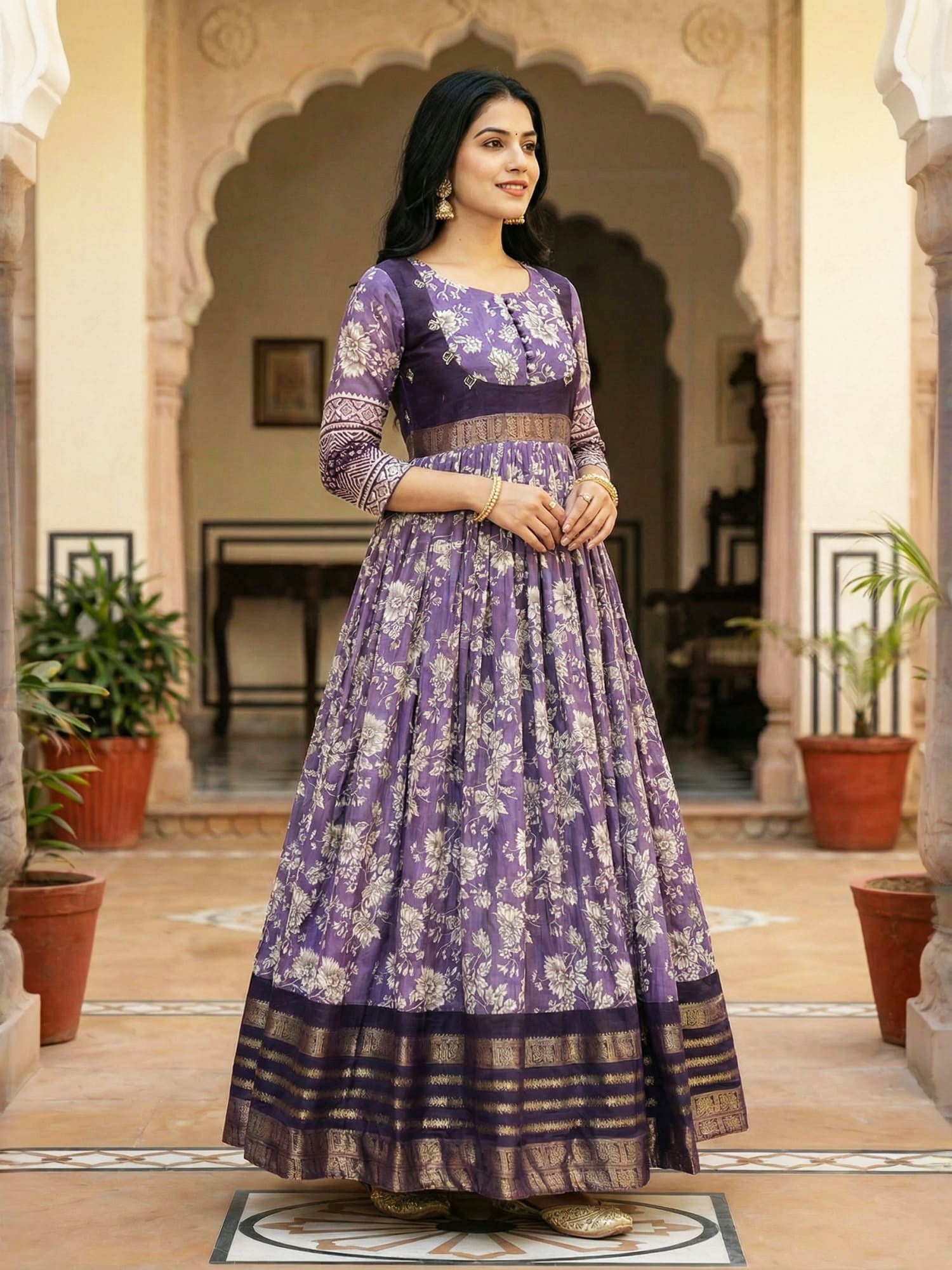 Latest Trendy Floral Printed Gowns