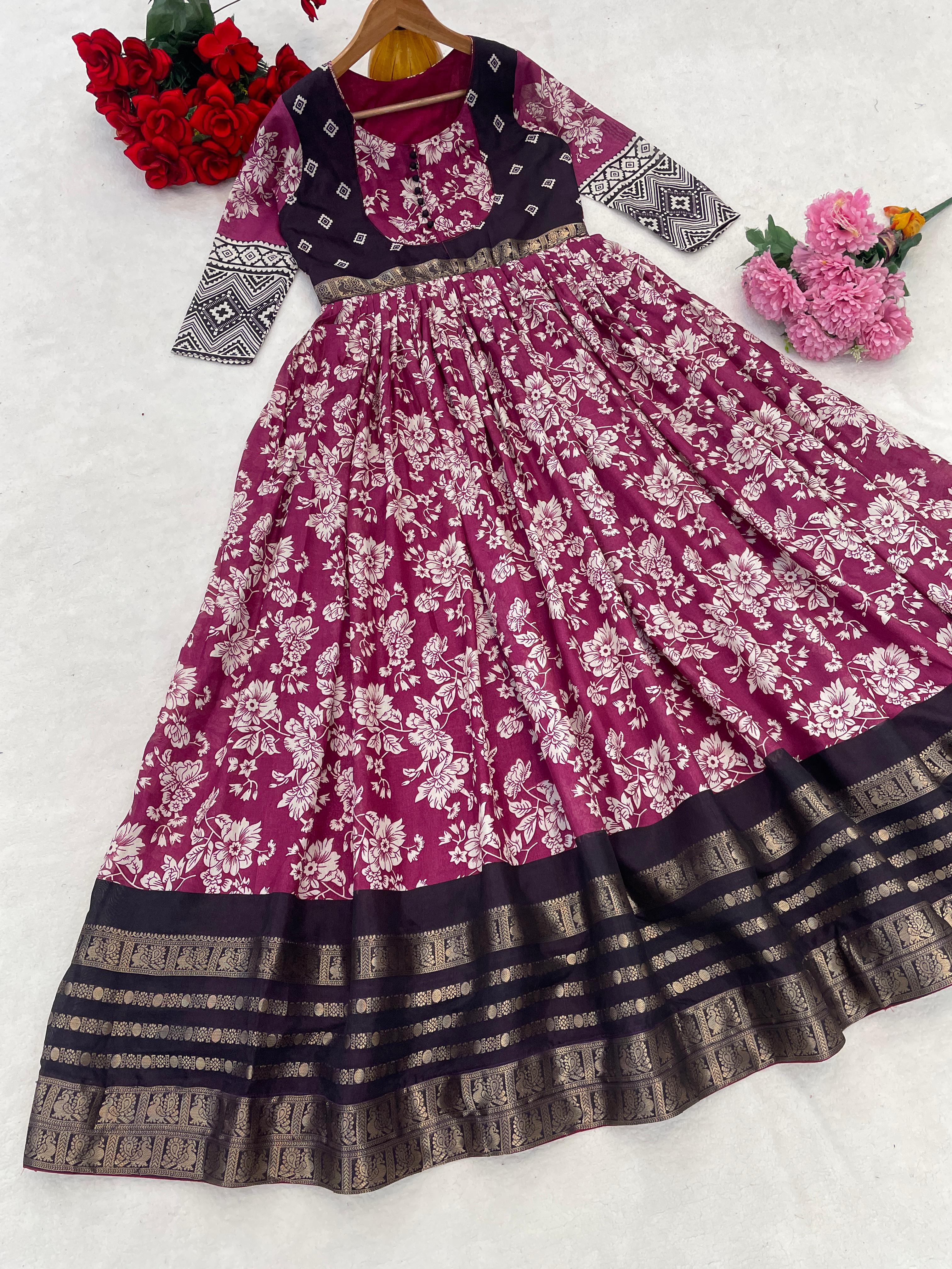 Latest Trendy Floral Printed Gowns