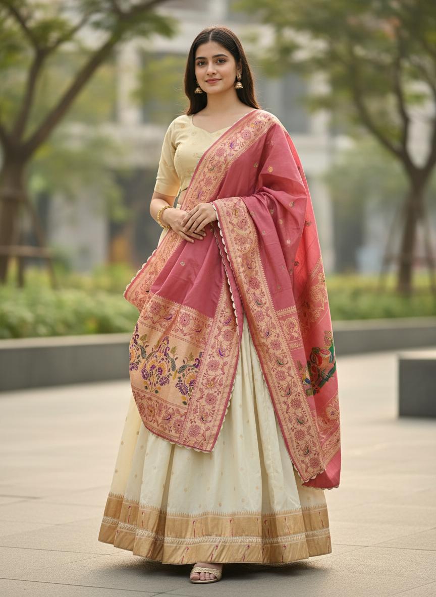 Designer Paithani Silk Lehenga With Unstitched Blouse