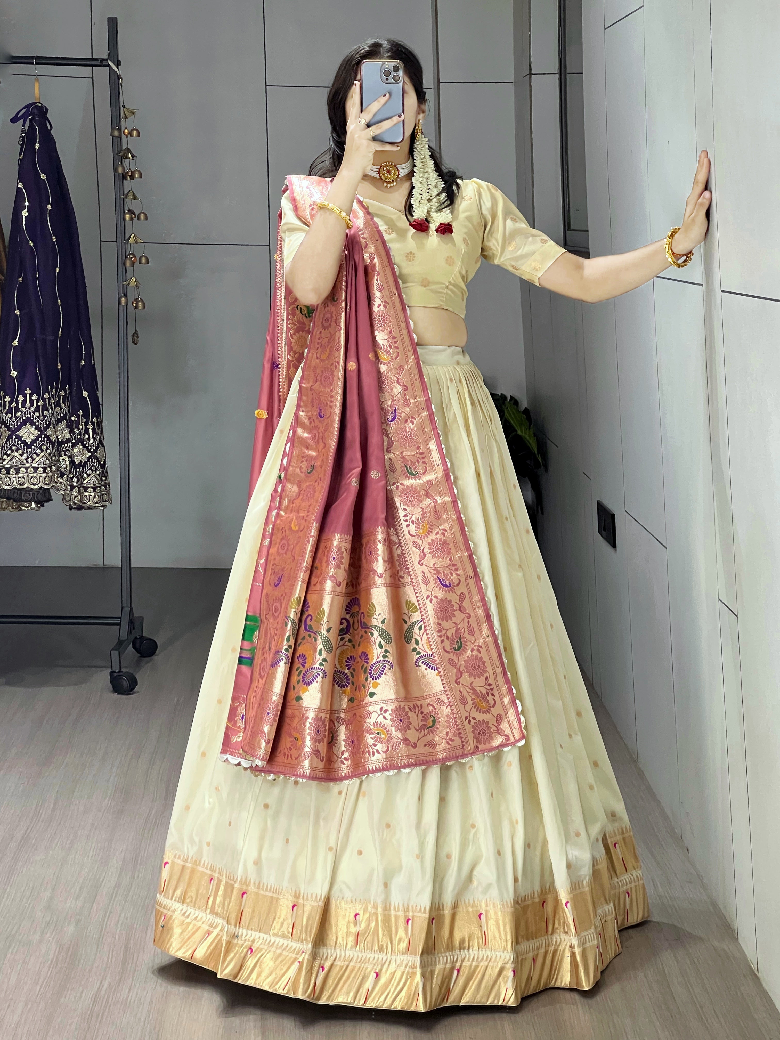 Designer Paithani Silk Lehenga With Unstitched Blouse