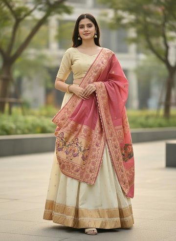 Designer Paithani Silk Lehenga With Unstitched Blouse