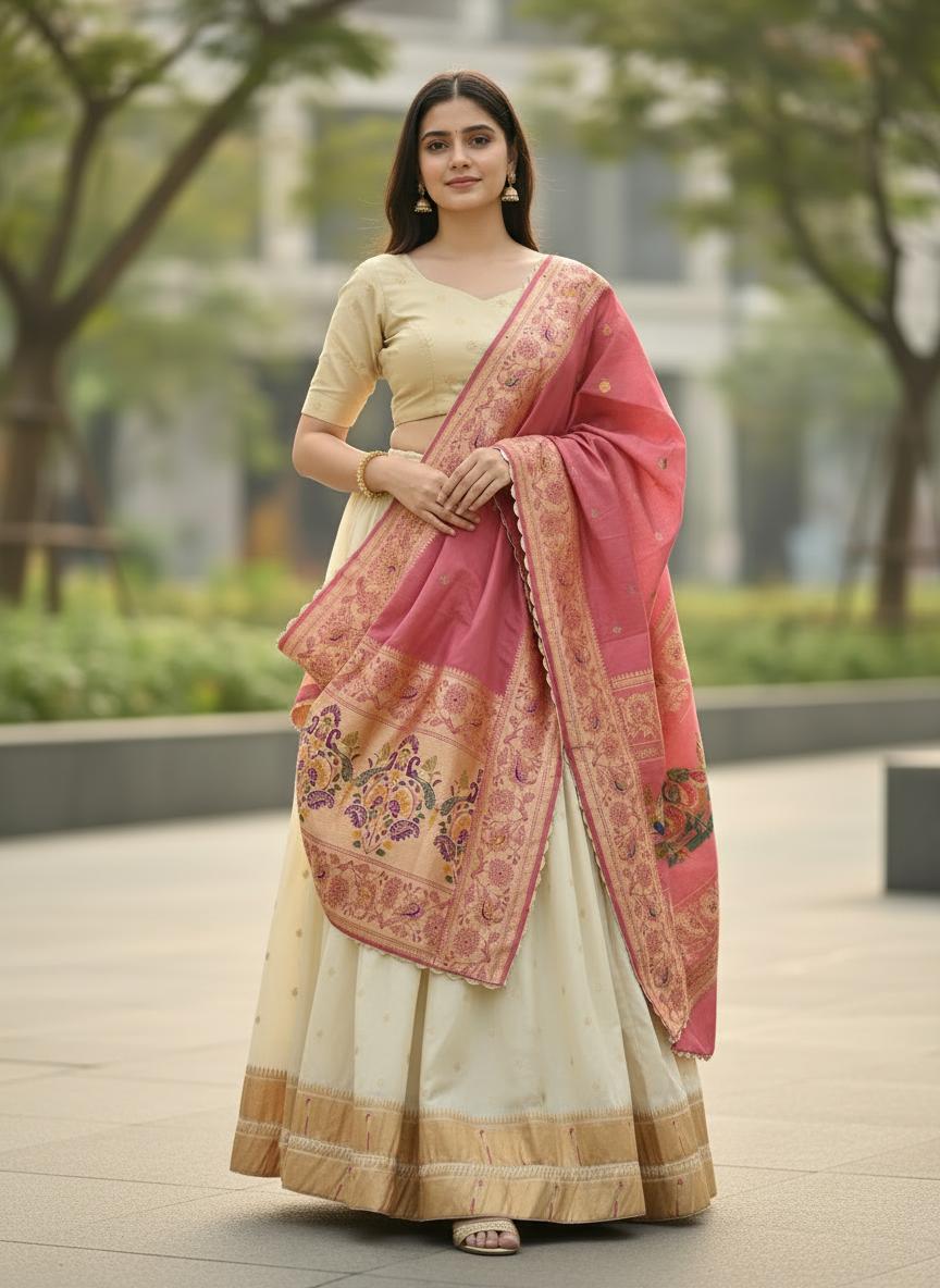 Designer Paithani Silk Lehenga With Unstitched Blouse