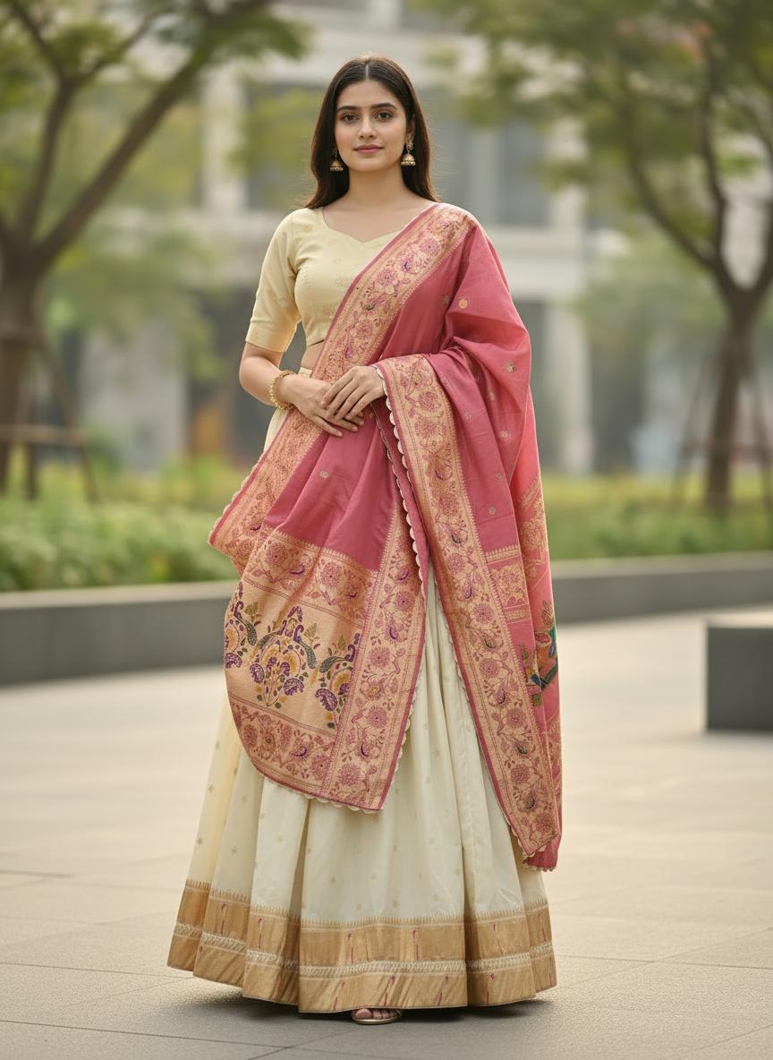 Designer Paithani Silk Lehenga With Unstitched Blouse
