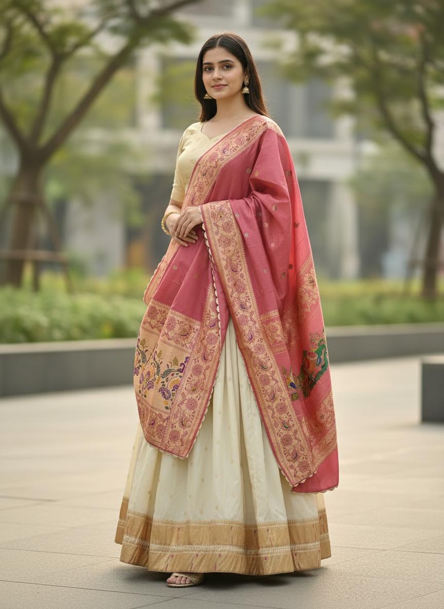 Designer Paithani Silk Lehenga With Unstitched Blouse