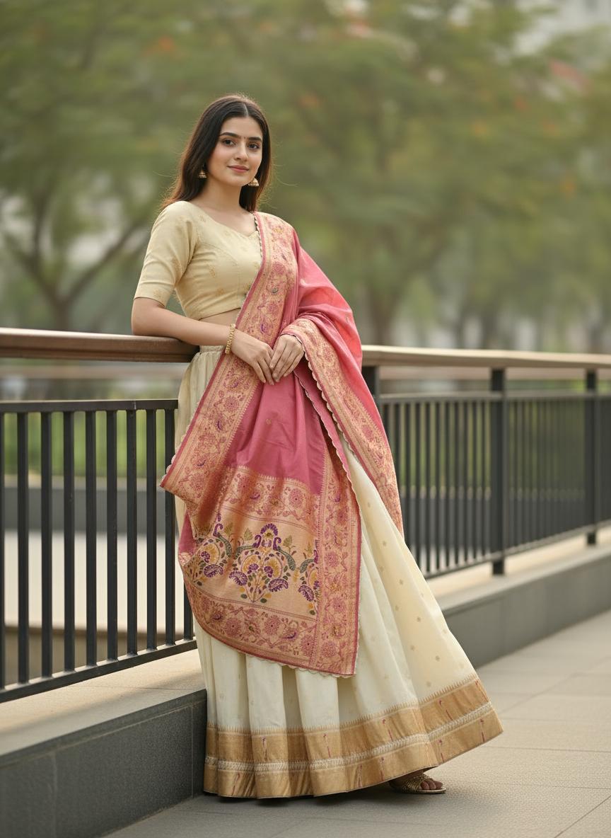 Designer Paithani Silk Lehenga With Unstitched Blouse