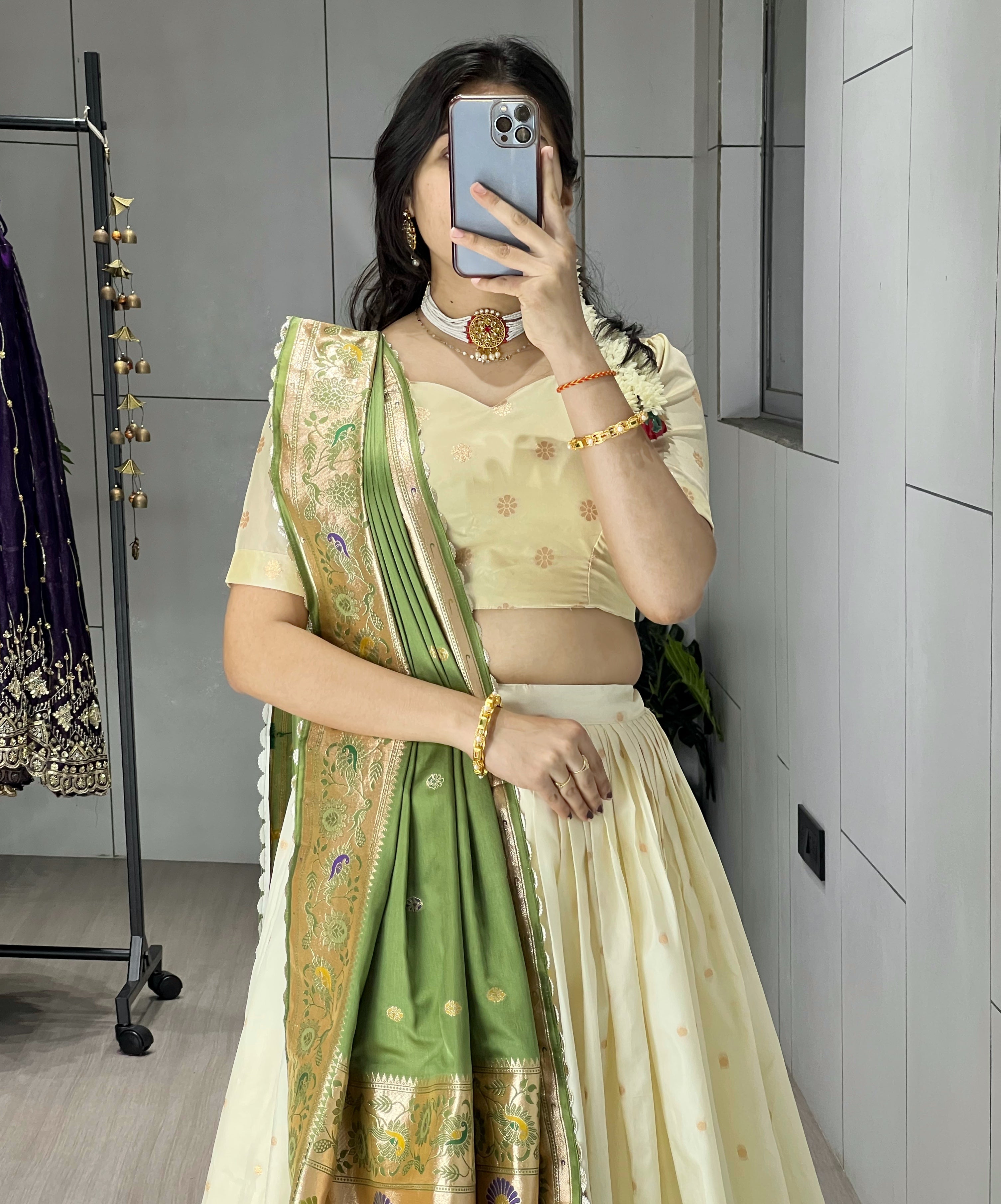 Designer Paithani Silk Lehenga With Unstitched Blouse