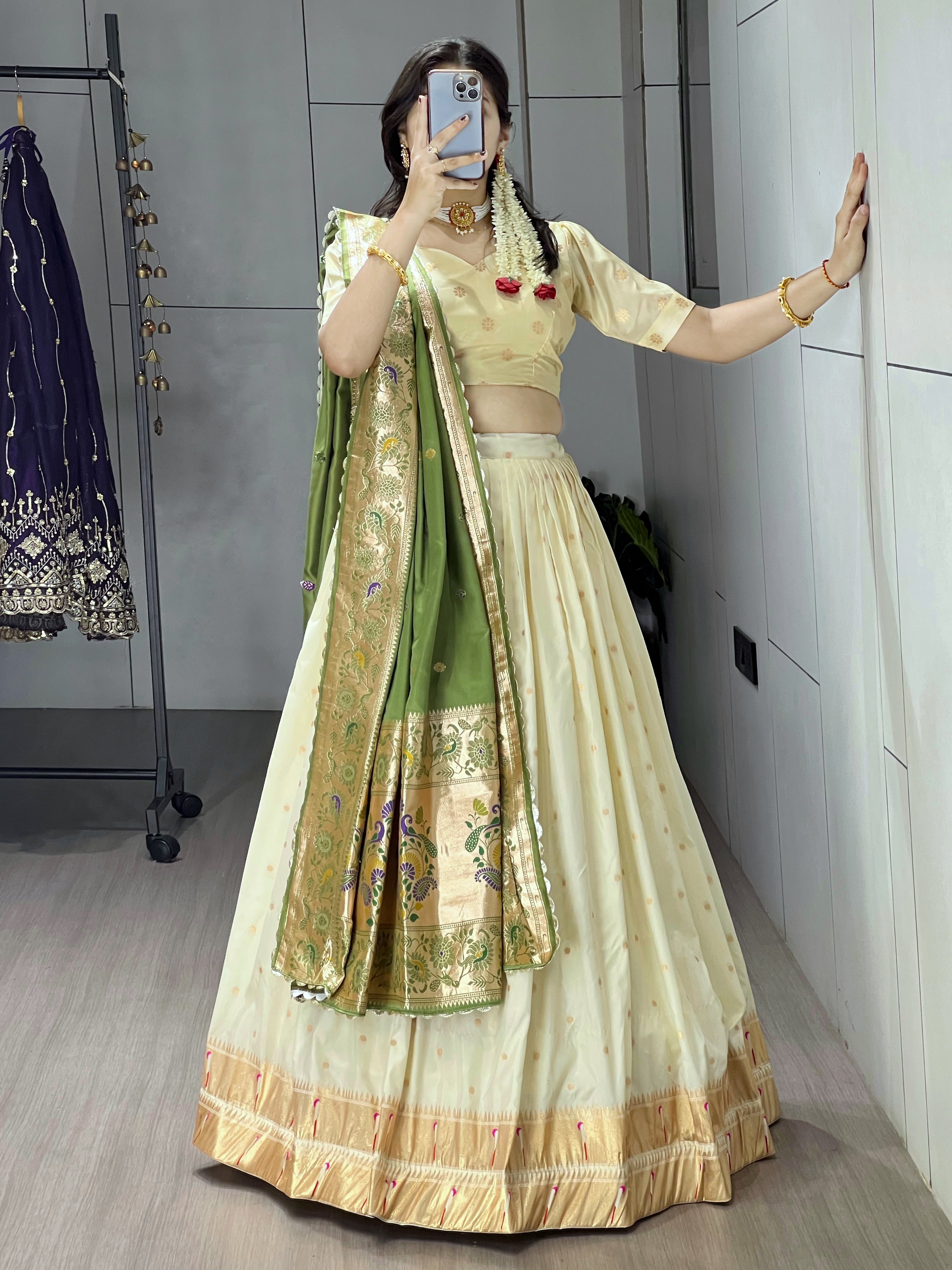 Designer Paithani Silk Lehenga With Unstitched Blouse