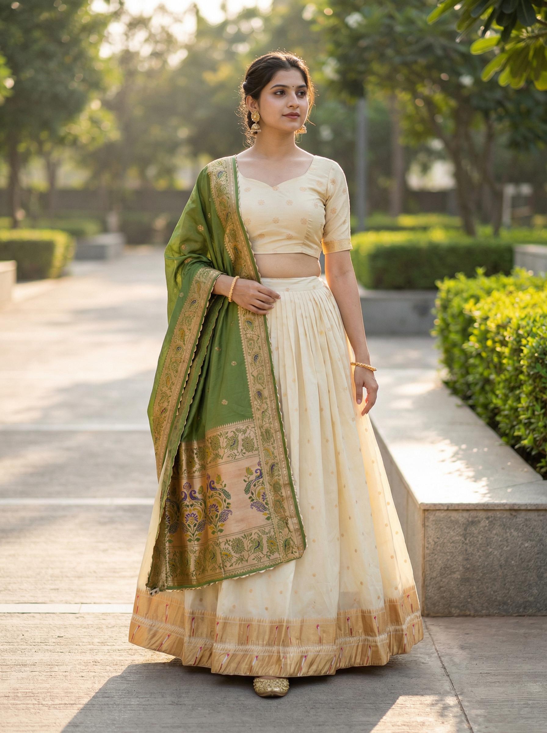Designer Paithani Silk Lehenga With Unstitched Blouse