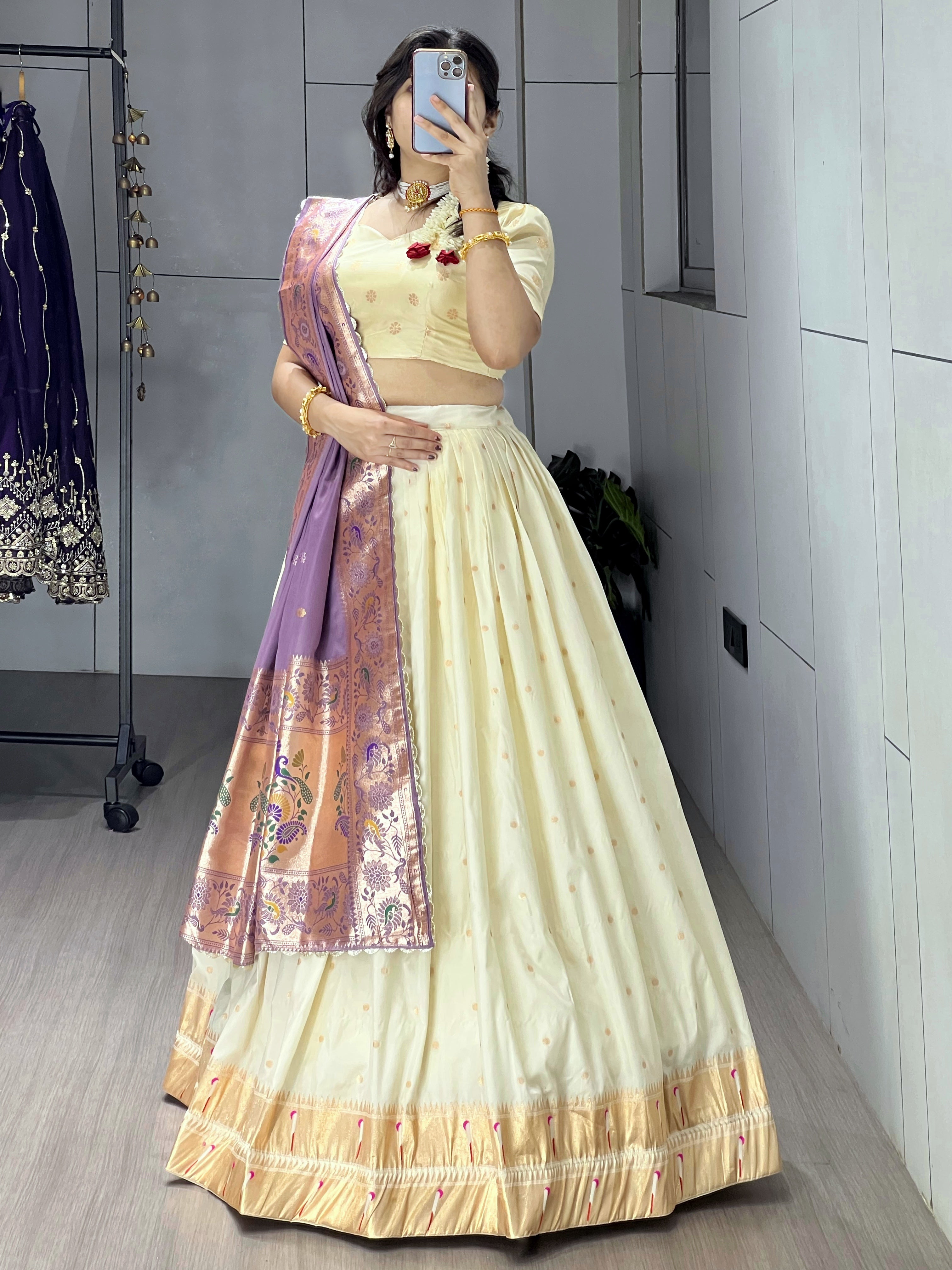 Designer Paithani Silk Lehenga With Unstitched Blouse