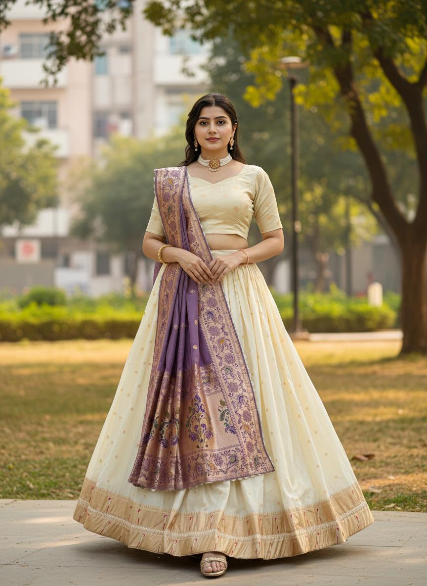 Designer Paithani Silk Lehenga With Unstitched Blouse