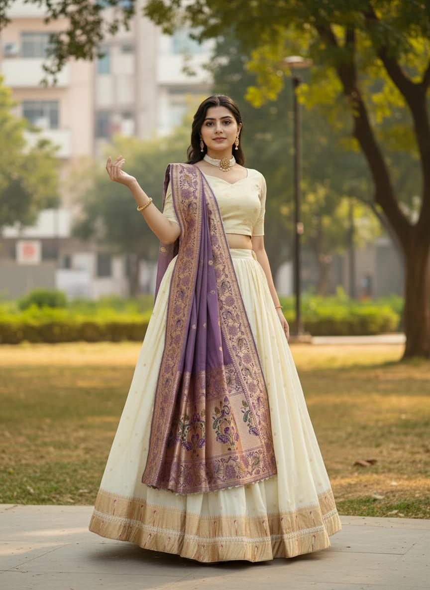 Designer Paithani Silk Lehenga With Unstitched Blouse