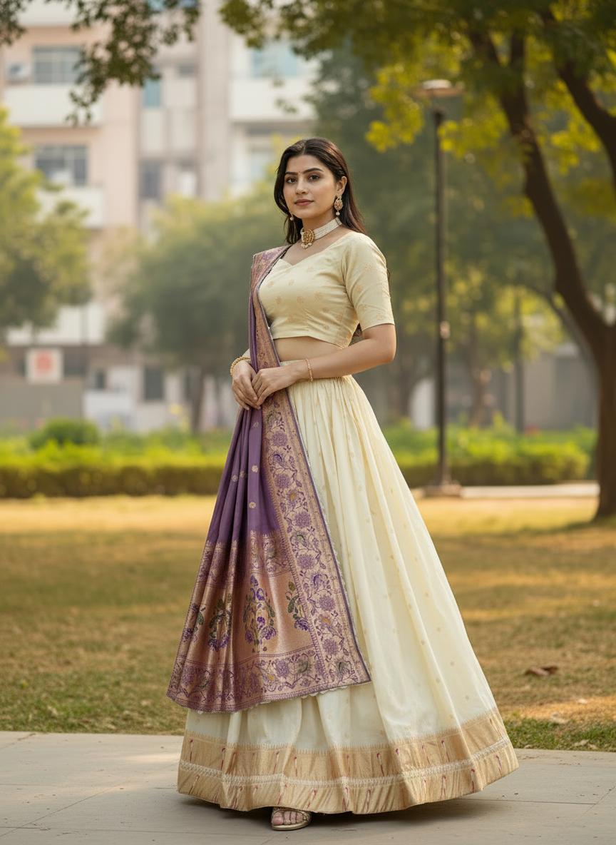 Designer Paithani Silk Lehenga With Unstitched Blouse