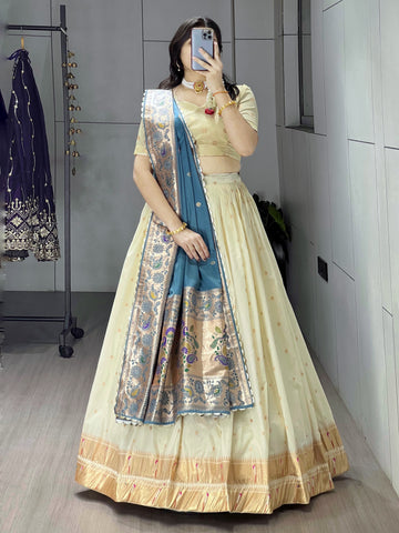 Designer Paithani Silk Lehenga With Unstitched Blouse