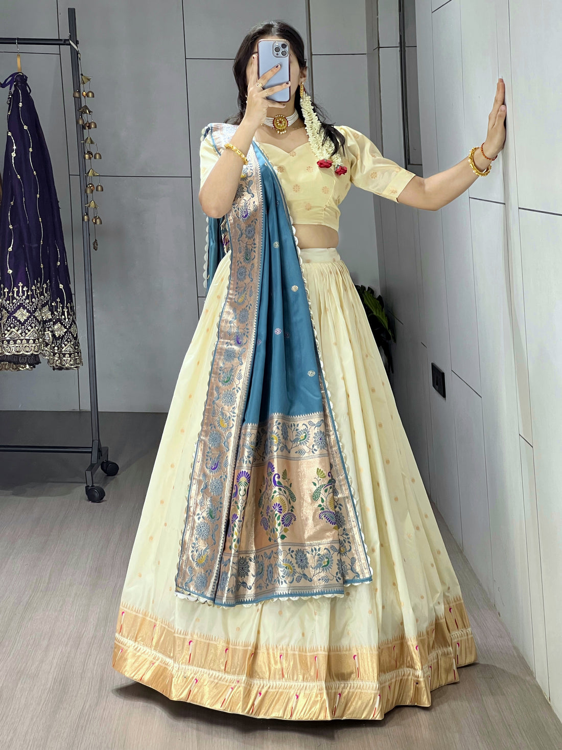 Designer Paithani Silk Lehenga With Unstitched Blouse
