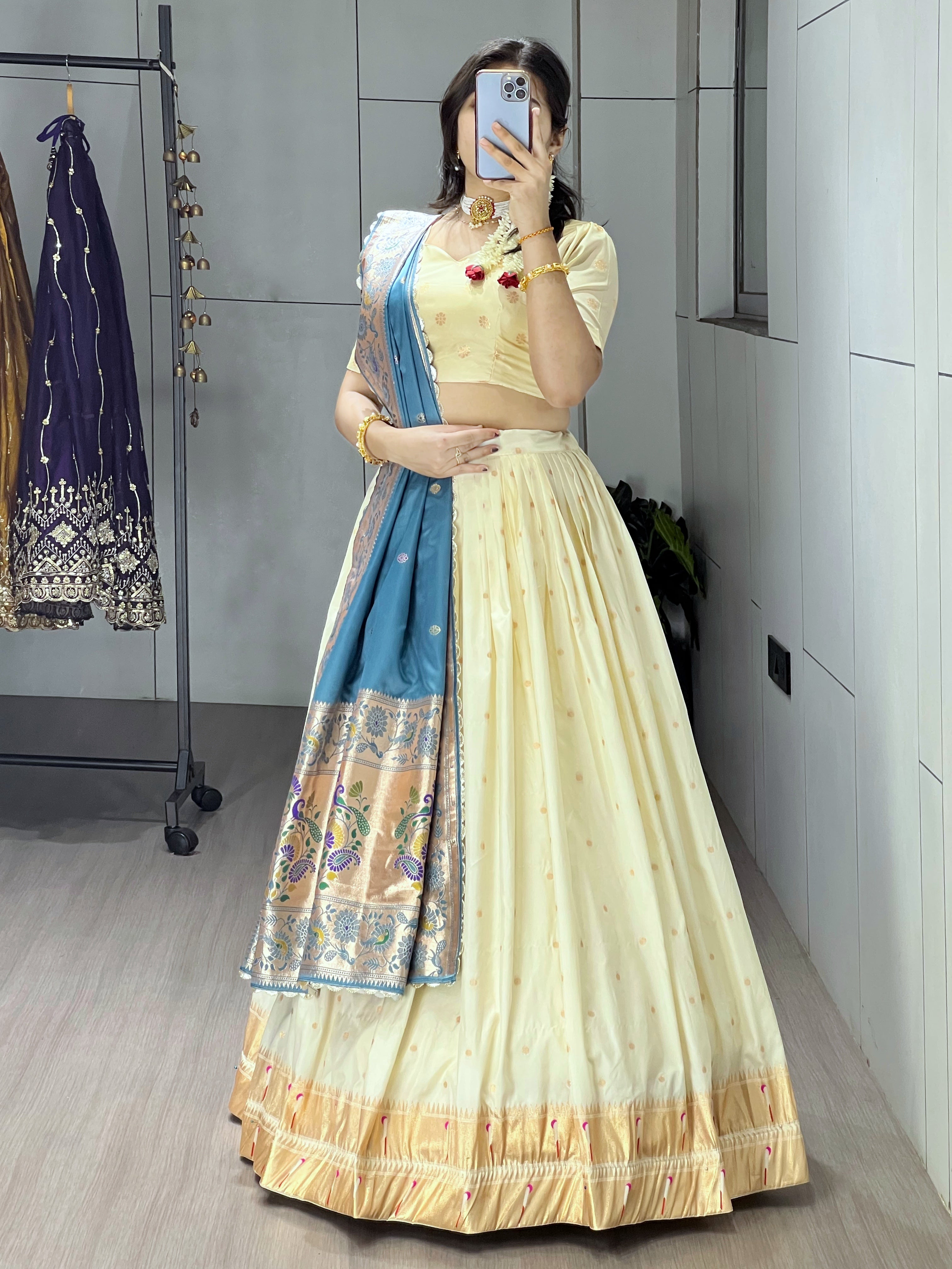 Designer Paithani Silk Lehenga With Unstitched Blouse