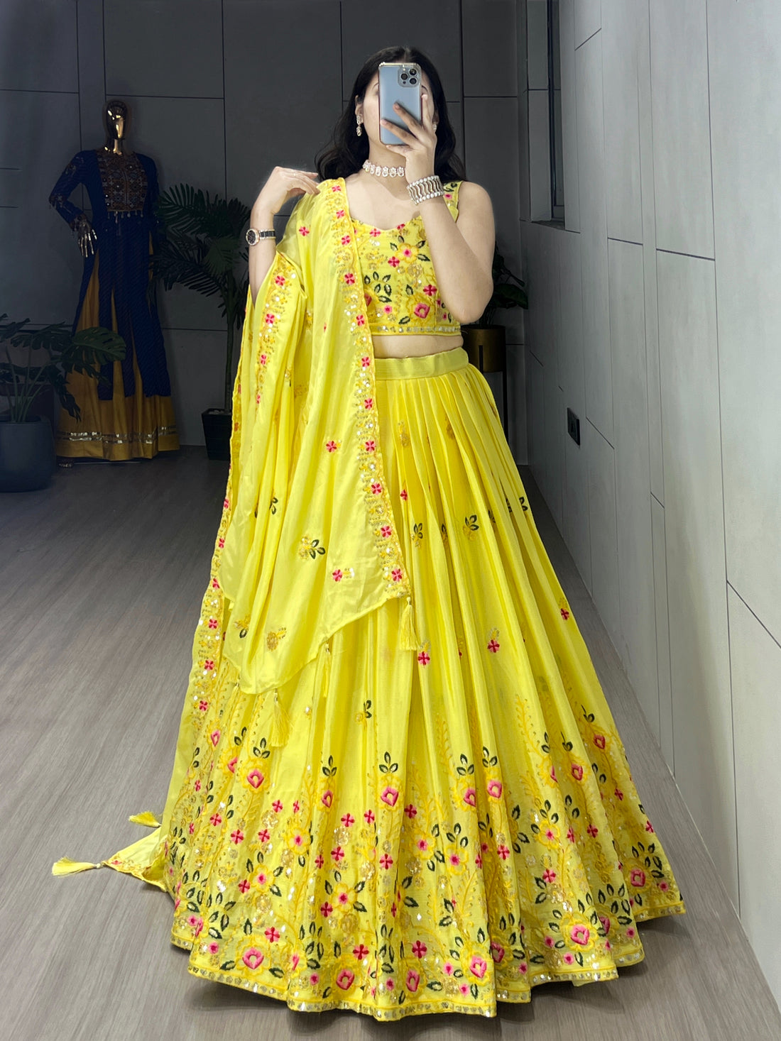 Wedding Collection Yellow Embroidery Lehenga Choli