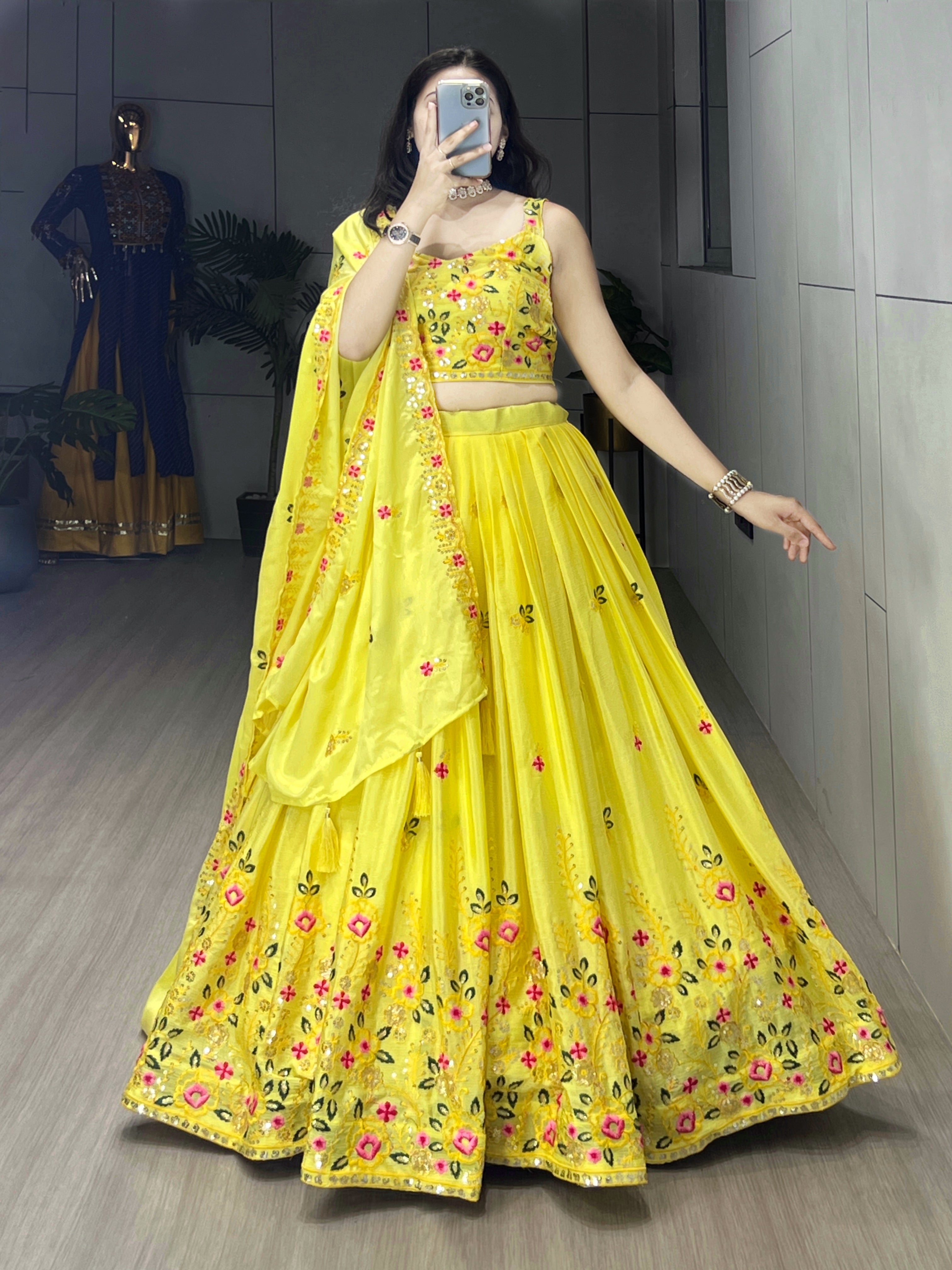 Wedding Collection Yellow Embroidery Lehenga Choli