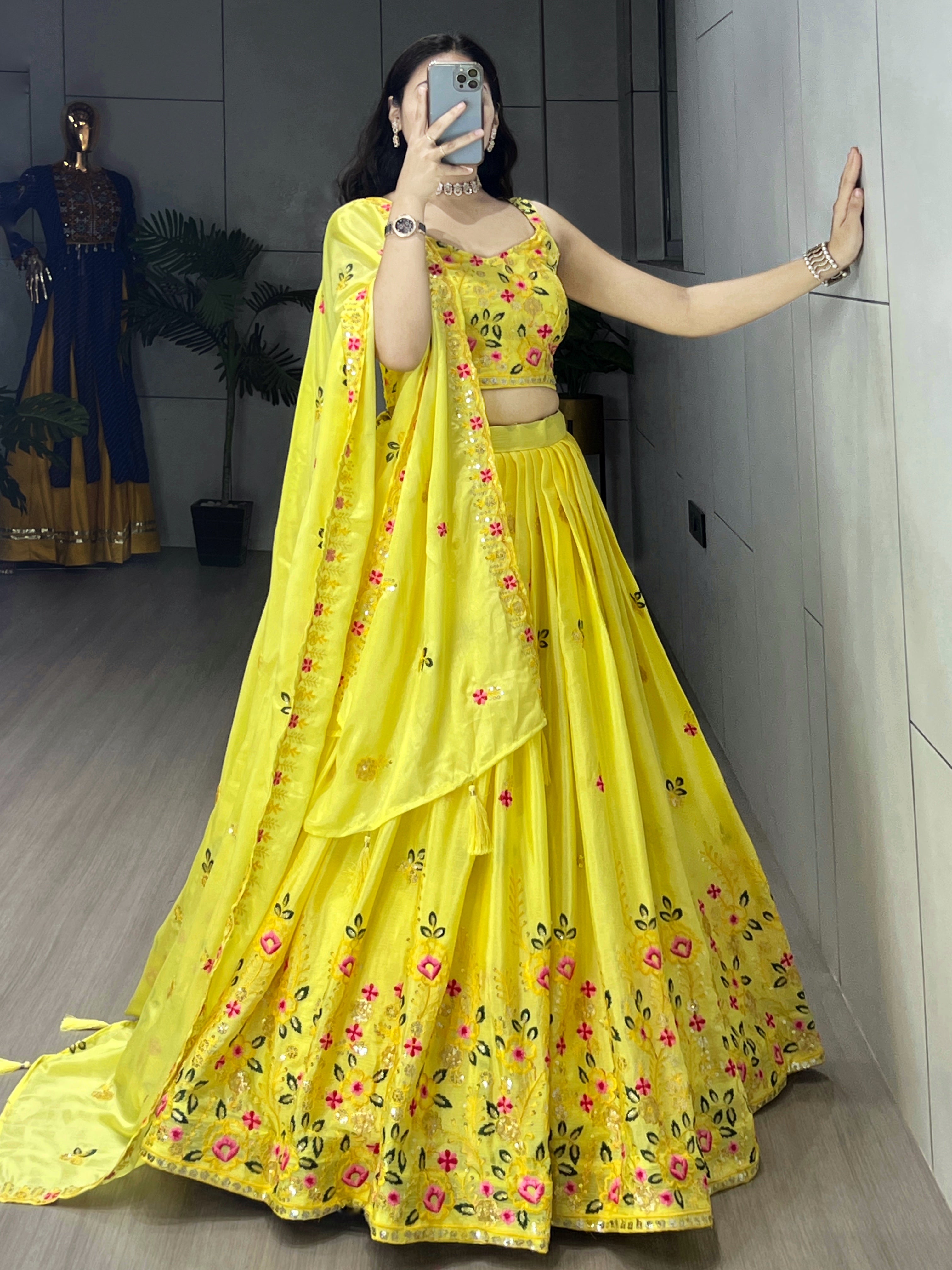 Wedding Collection Yellow Embroidery Lehenga Choli