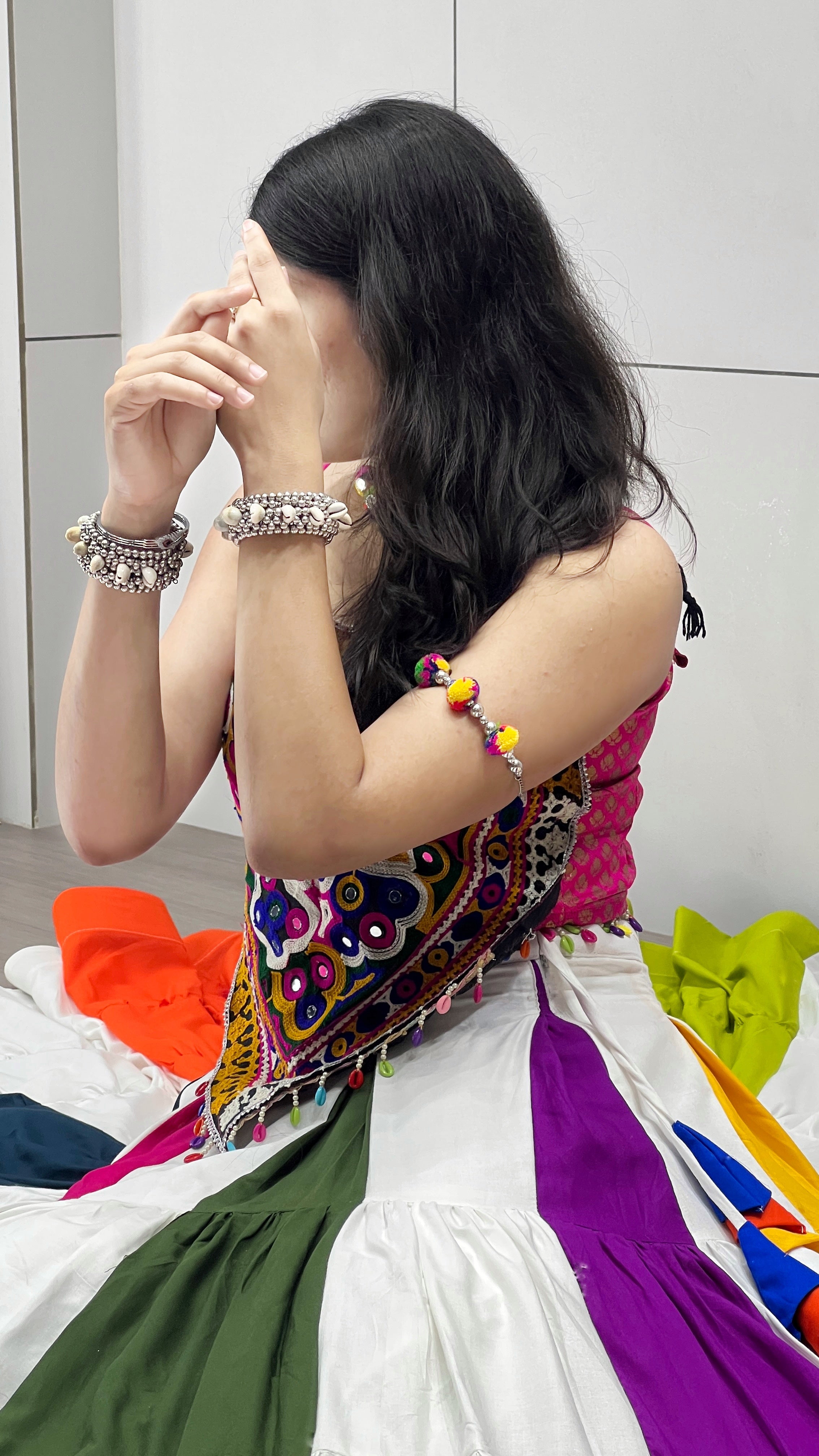 Rayon Mirror work Multi Color Navratri Special Chaniya Choli