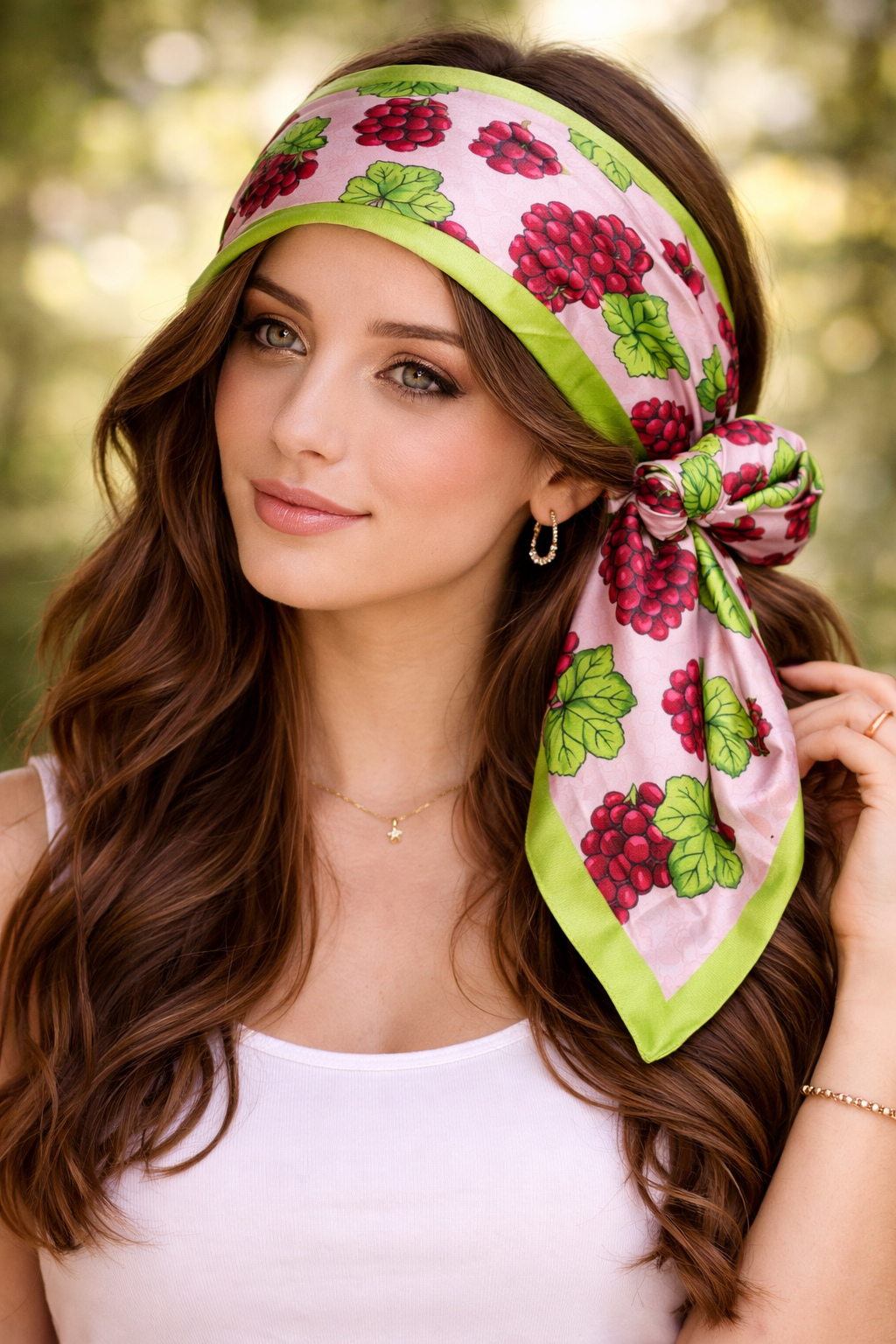 Blush Pink & Wine Grape Print Square Scarf
