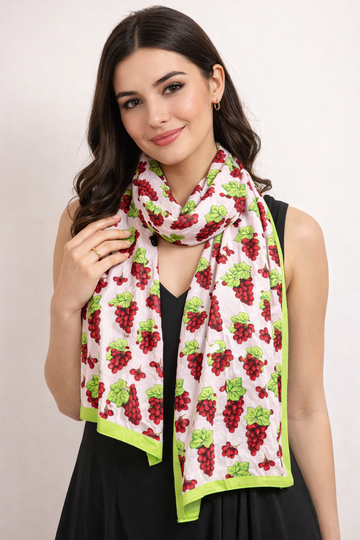 Blush Pink & Wine Grape Print Square Scarf