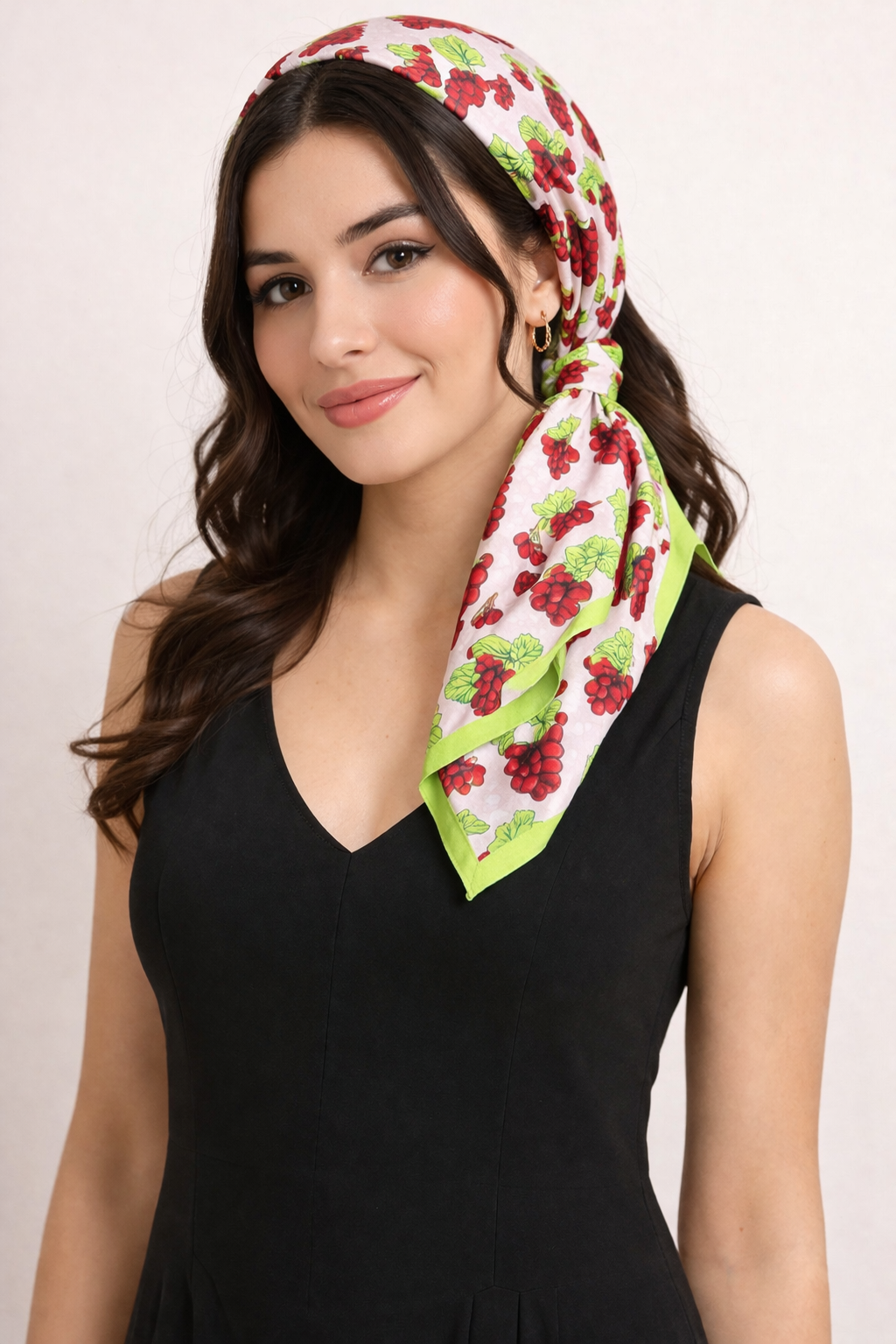 Blush Pink & Wine Grape Print Square Scarf