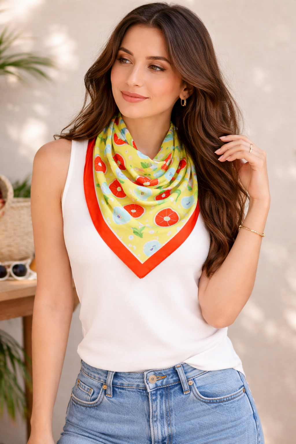 Blush Pink & Wine Grape Print Square Scarf