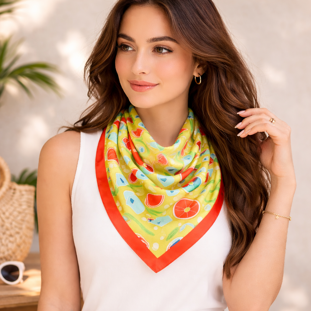 Blush Pink & Wine Grape Print Square Scarf