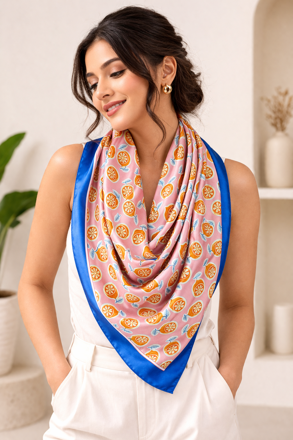 Women Printed Satin Scarf