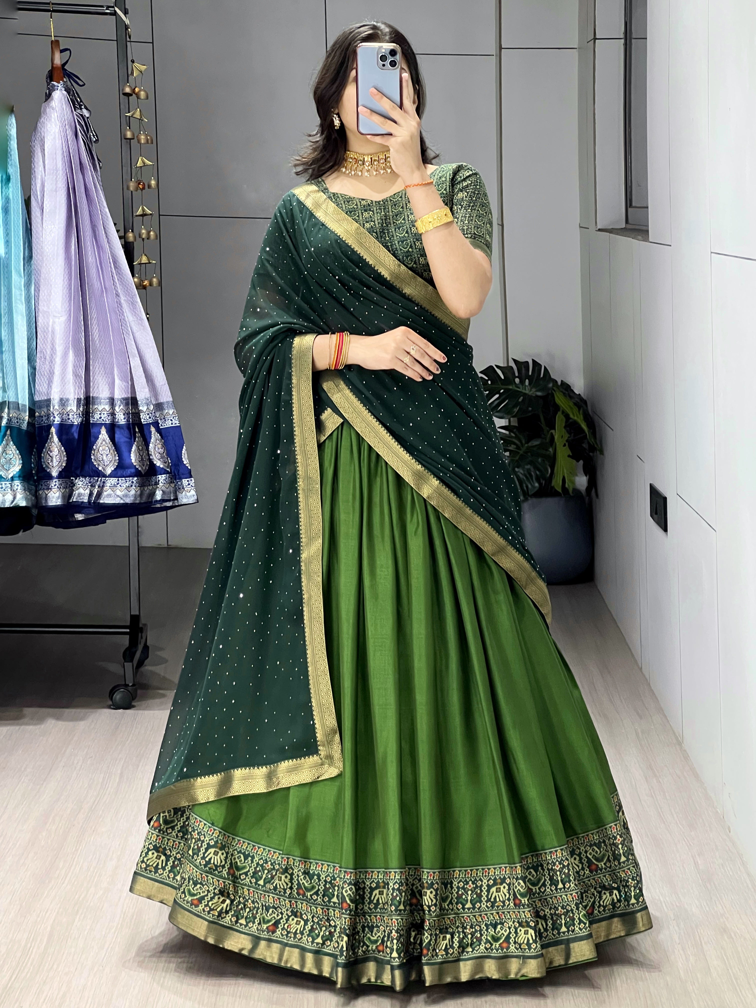 Traditional Patola-Cotton Silk Lehenga