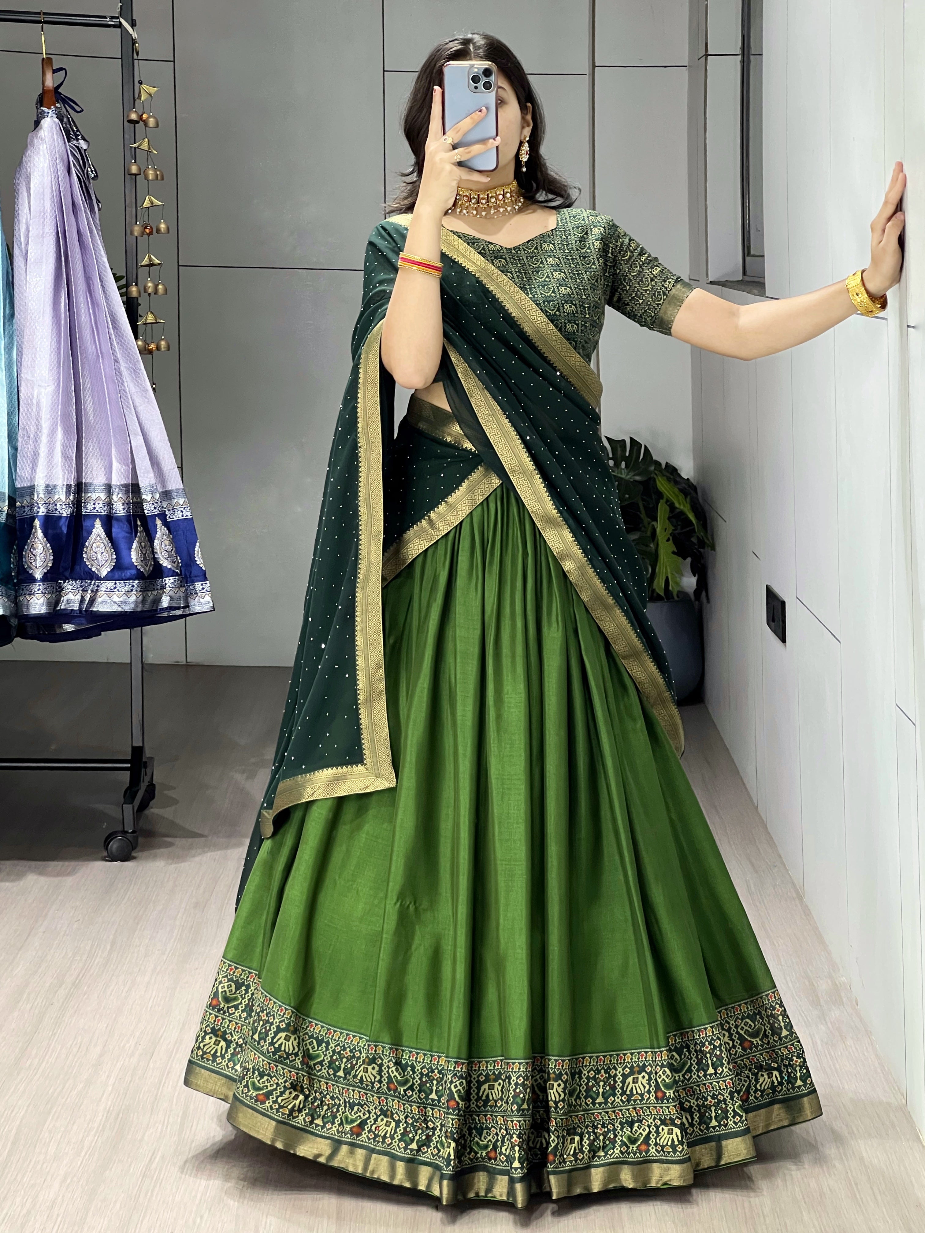 Traditional Patola-Cotton Silk Lehenga