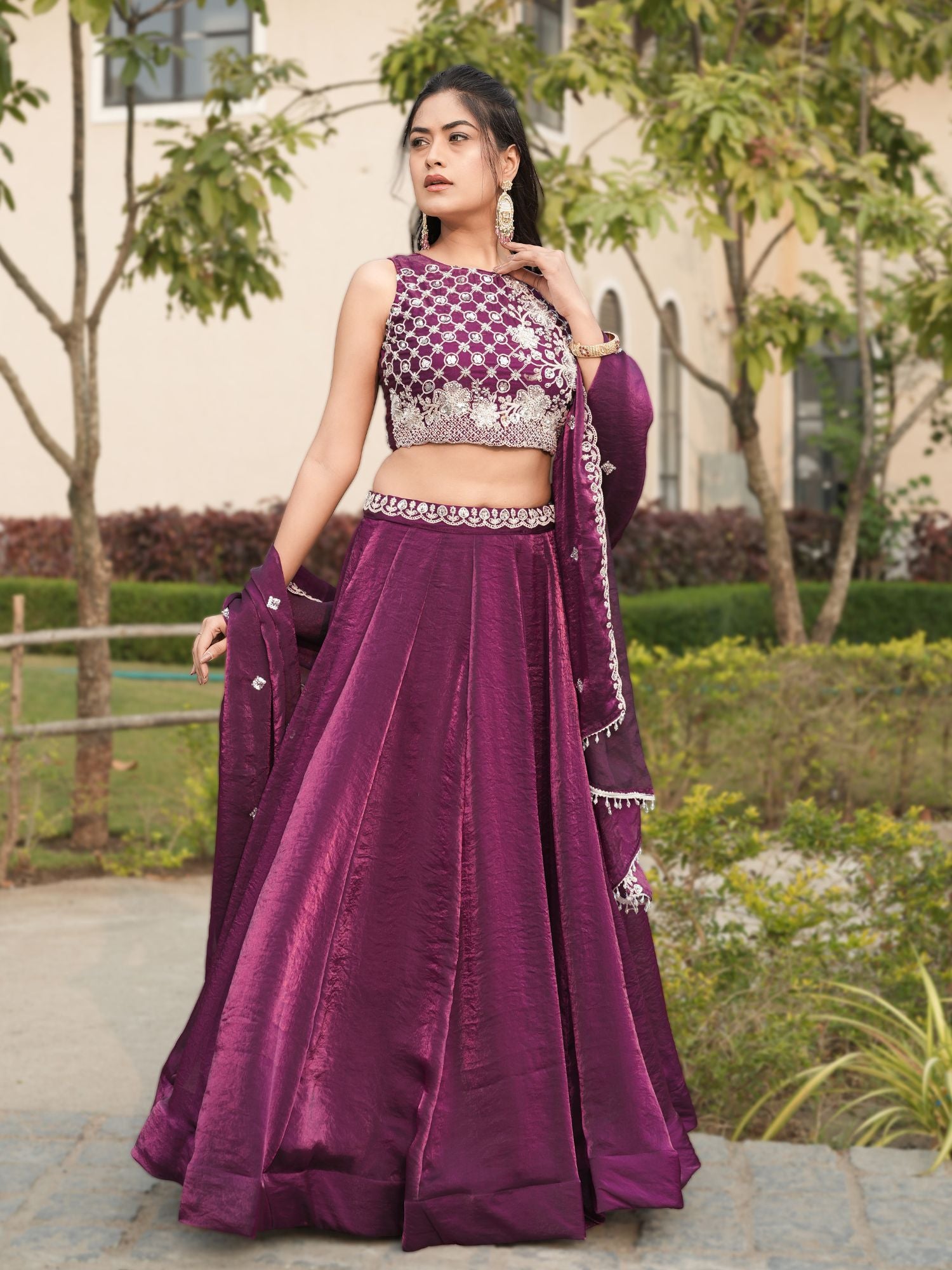 Fendy Silk  Beads Work Lehenga Choli Set