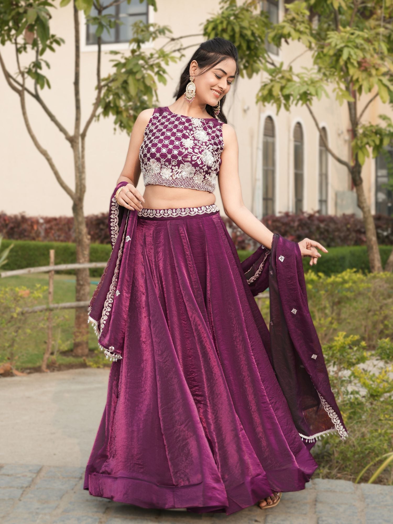 Fendy Silk  Beads Work Lehenga Choli Set