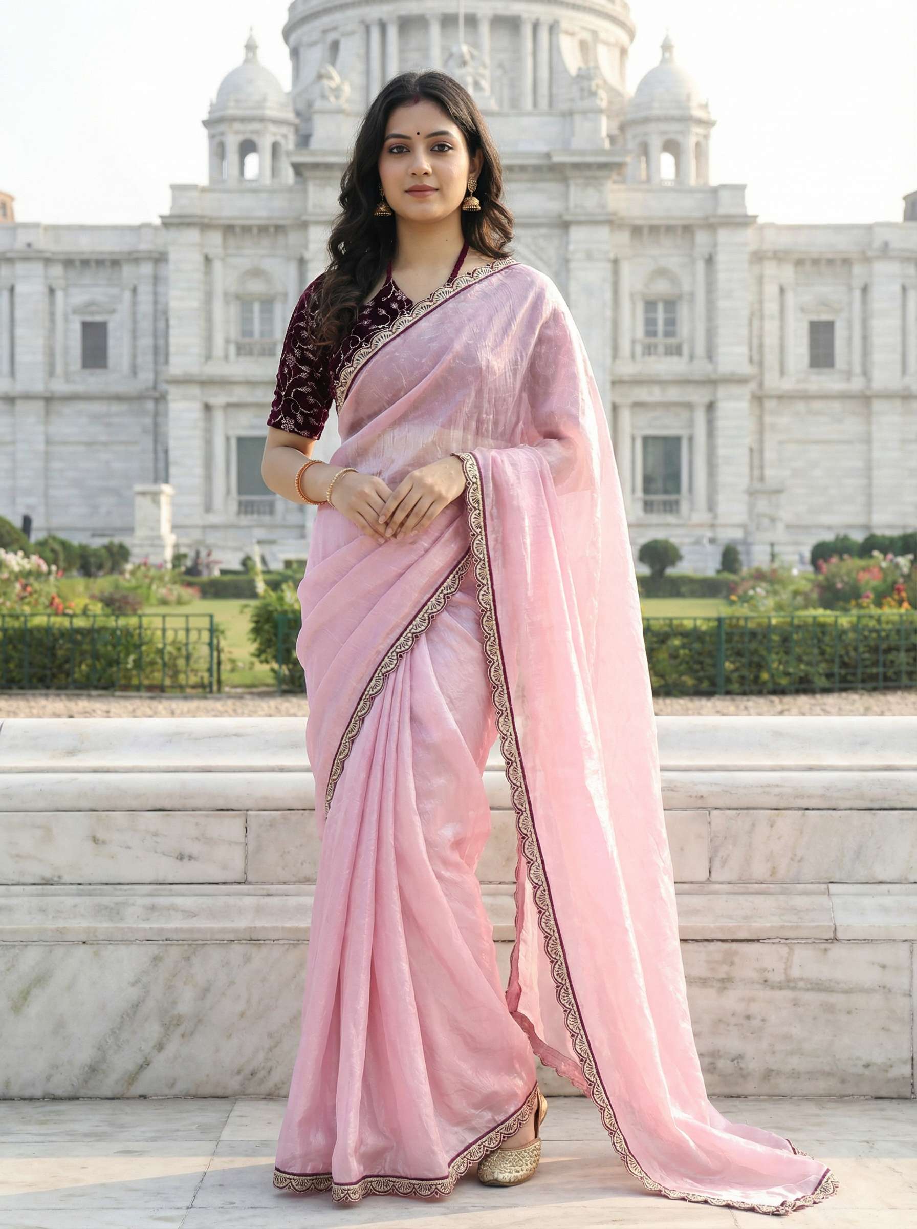 Premium Fendy Silk Saree With Unstitch Velvet Blouse