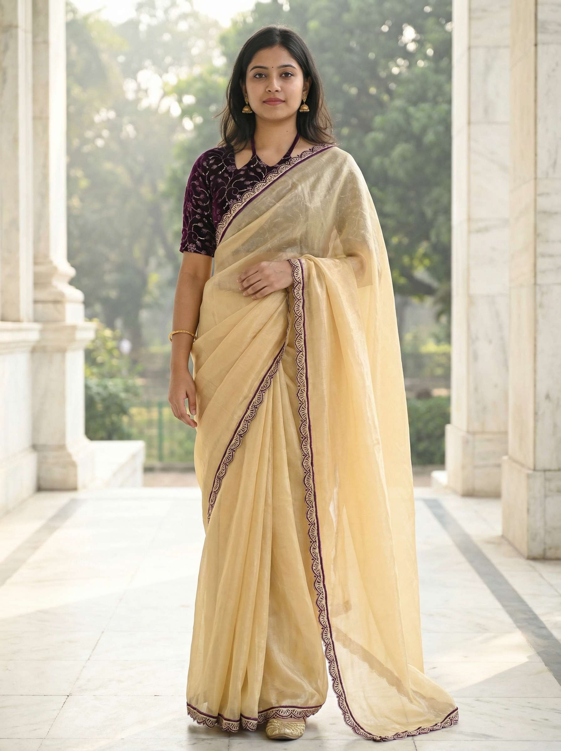 Premium Fendy Silk Saree With Unstitch Velvet Blouse