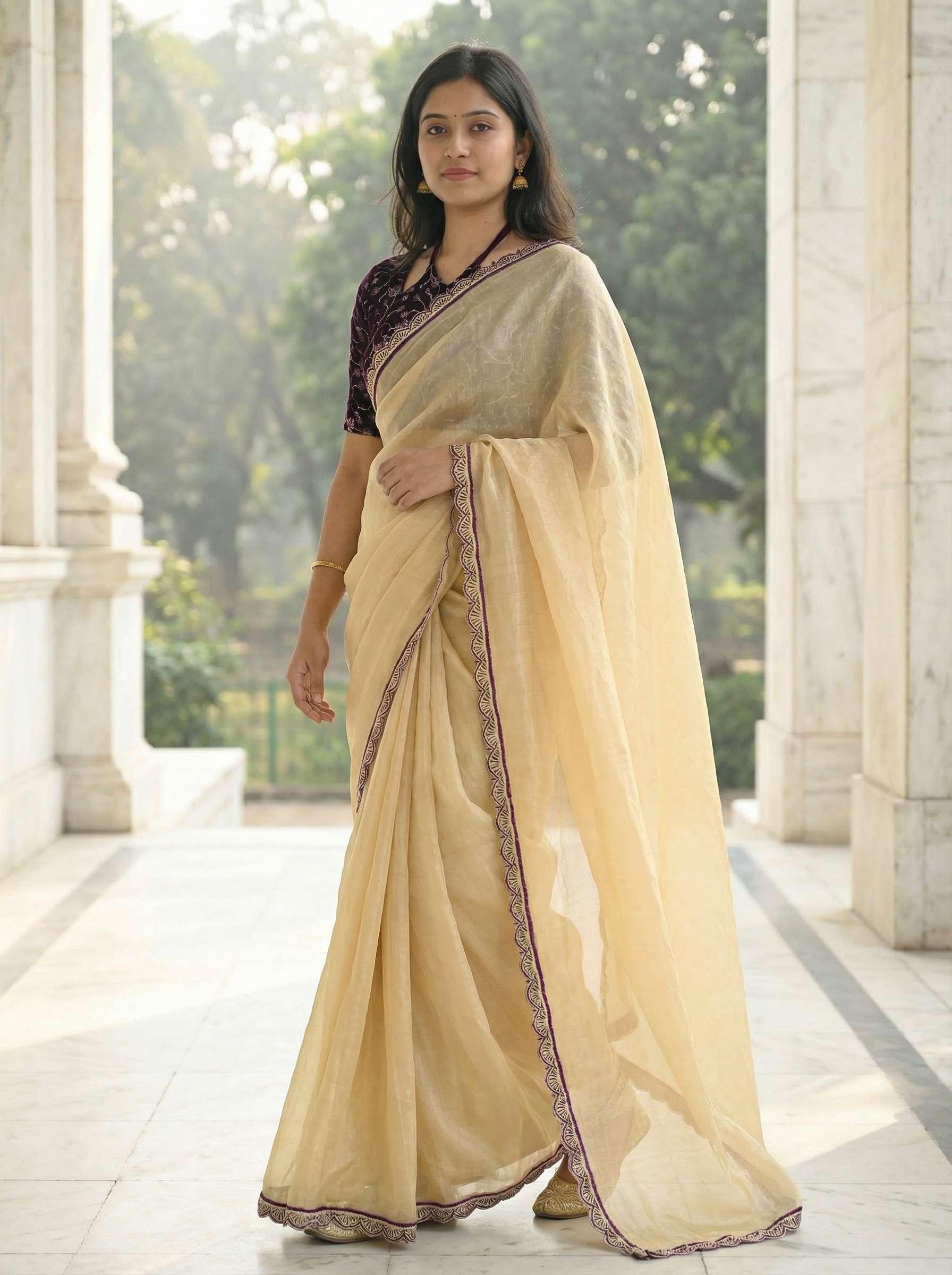 Premium Fendy Silk Saree With Unstitch Velvet Blouse