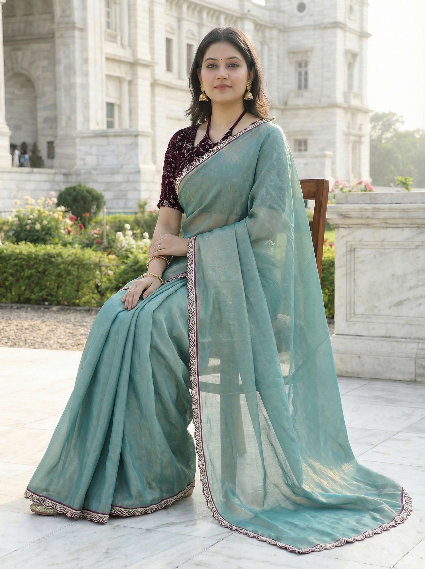 Premium Fendy Silk Saree With Unstitch Velvet Blouse