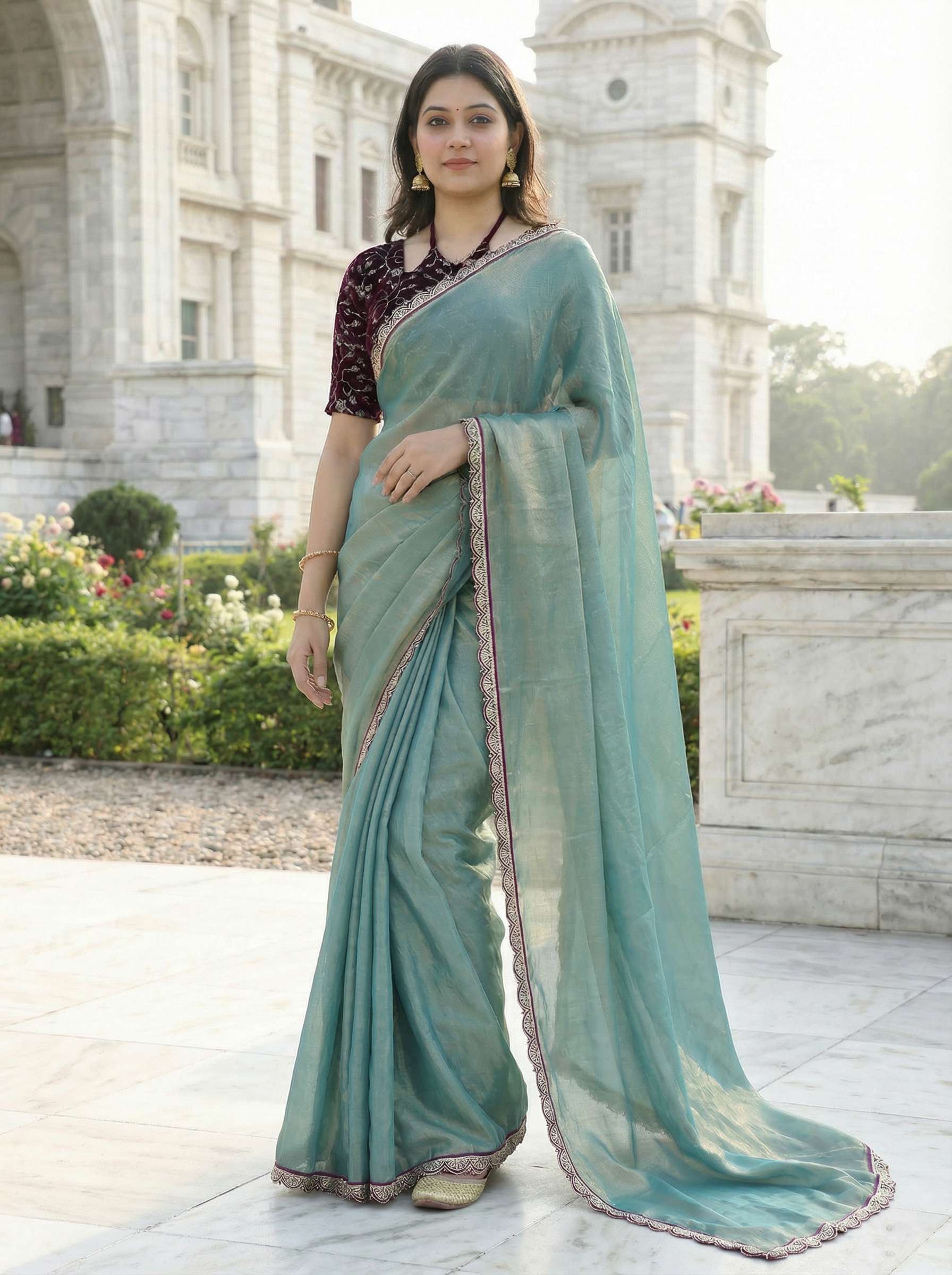 Premium Fendy Silk Saree With Unstitch Velvet Blouse