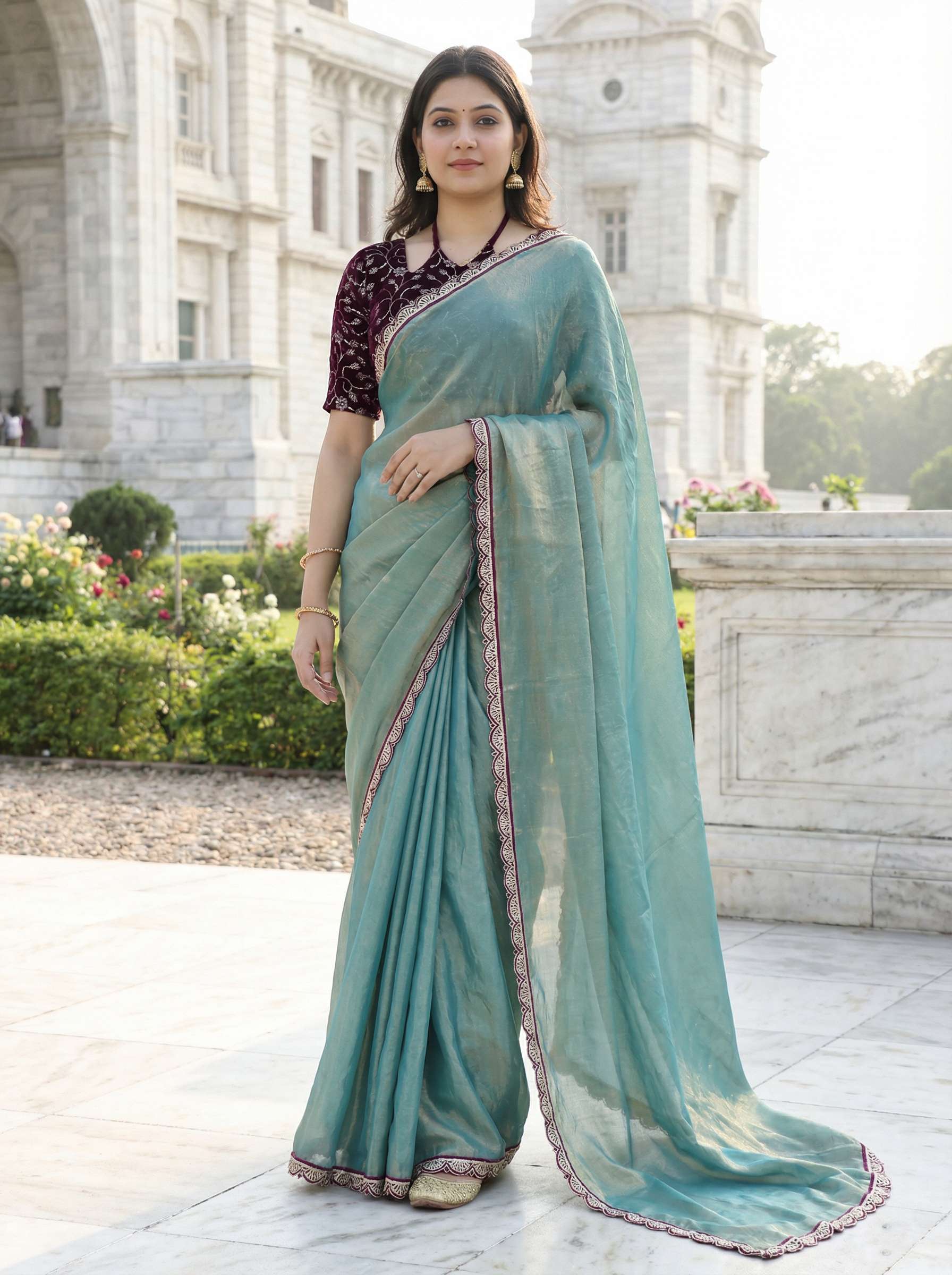 Premium Fendy Silk Saree With Unstitch Velvet Blouse